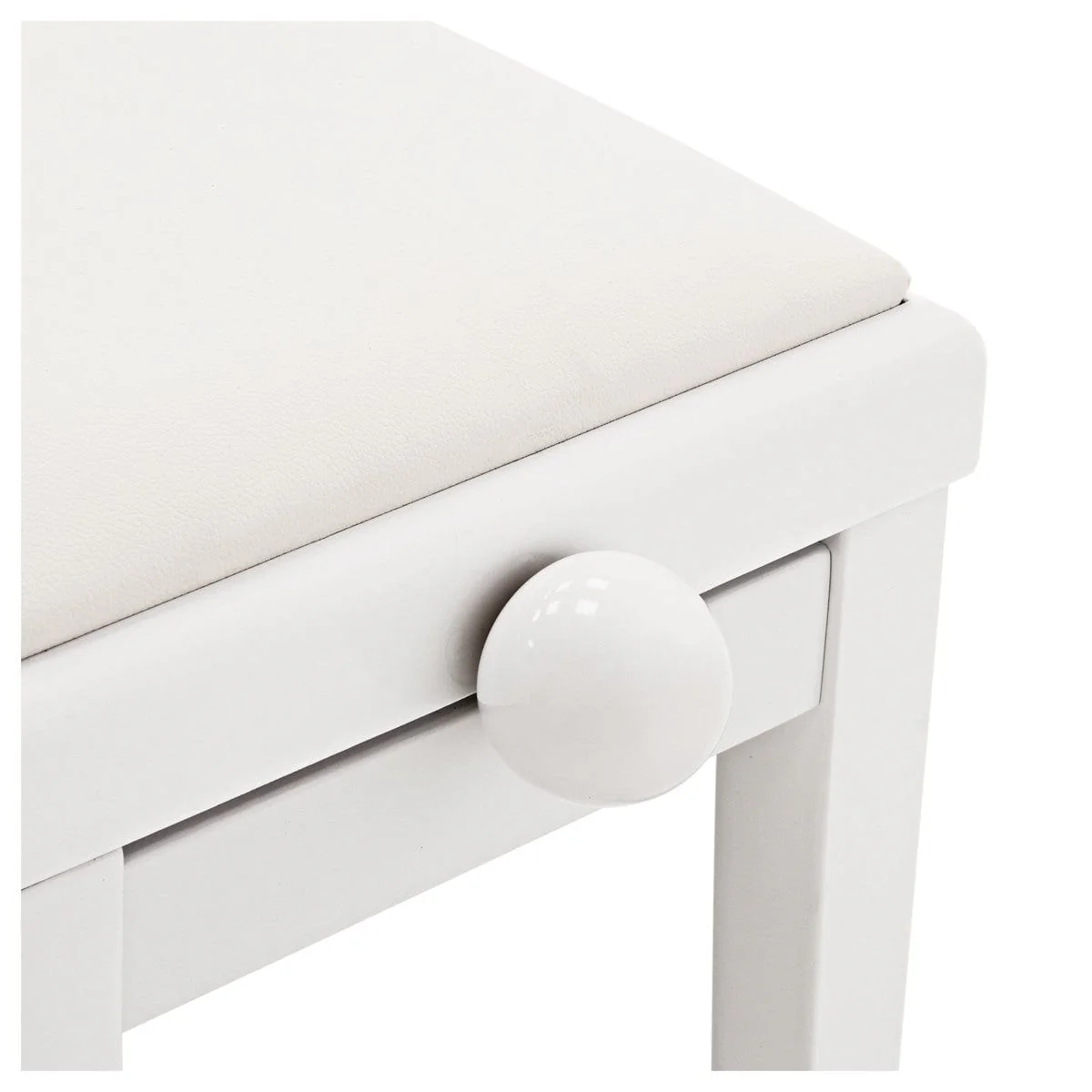 Nocturne Maestro Adjustable Height Piano Stool; Polished White - Image 3