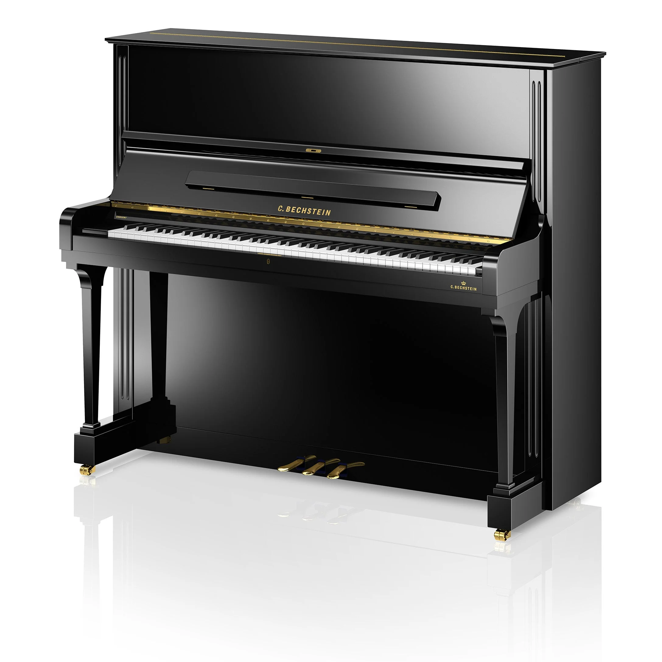 C. Bechstein Concert C8 Upright Piano in Polished Ebony with Vario Duet Silent System - Image 3