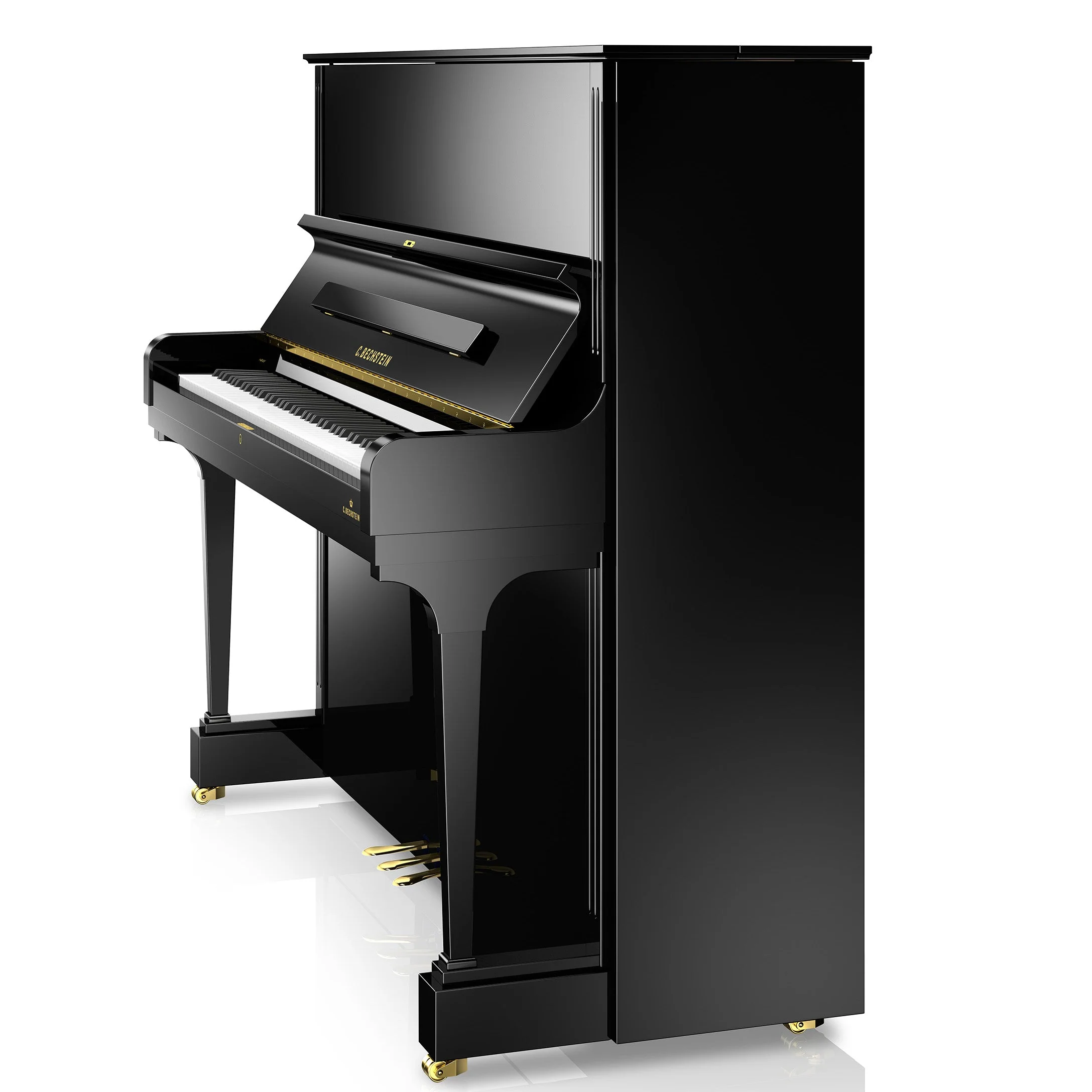 C. Bechstein Concert C8 Upright Piano in Polished Ebony with Vario Duet Silent System - Image 4