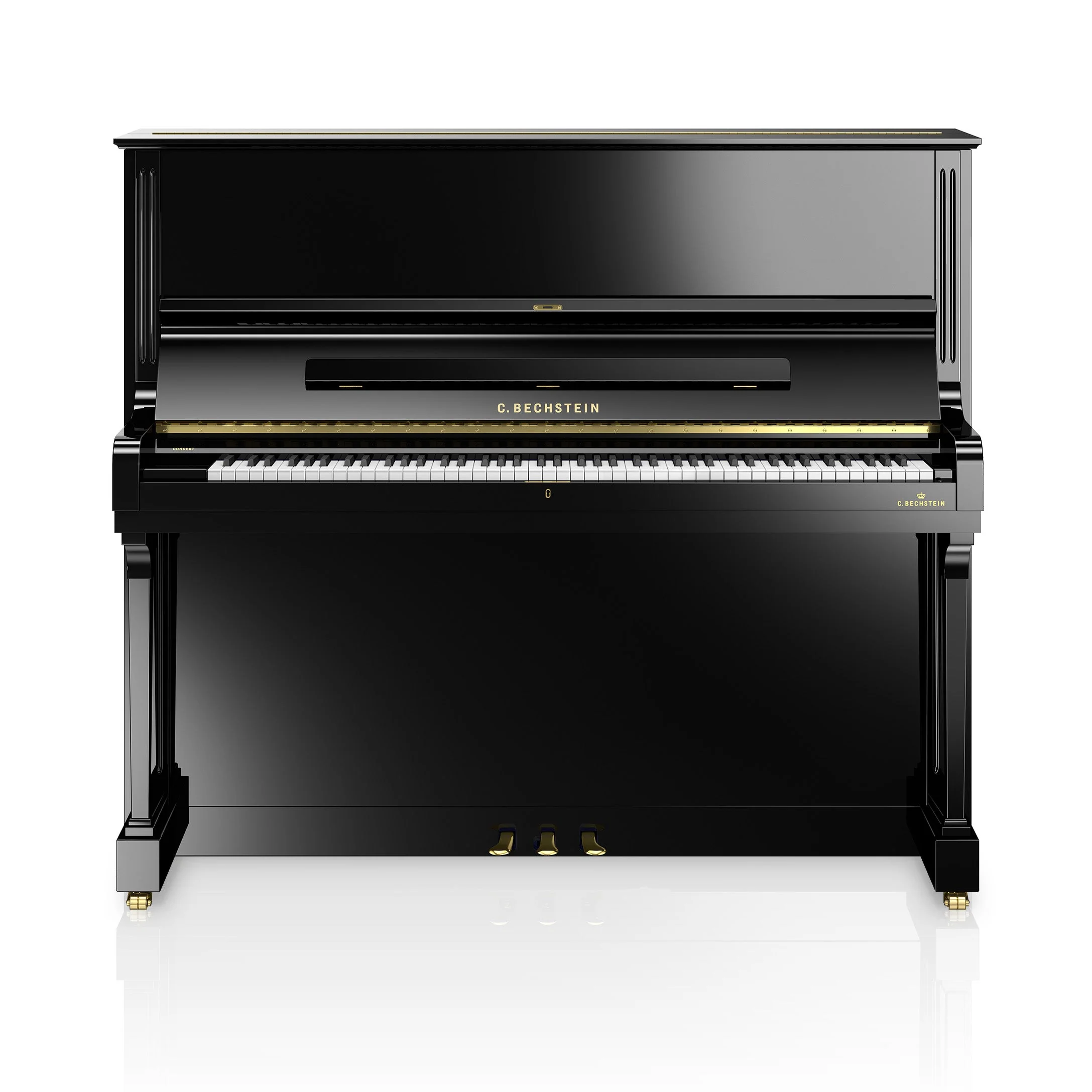 C. Bechstein Concert C8 Upright Piano in Polished Ebony with Vario Duet Silent System - Image 5