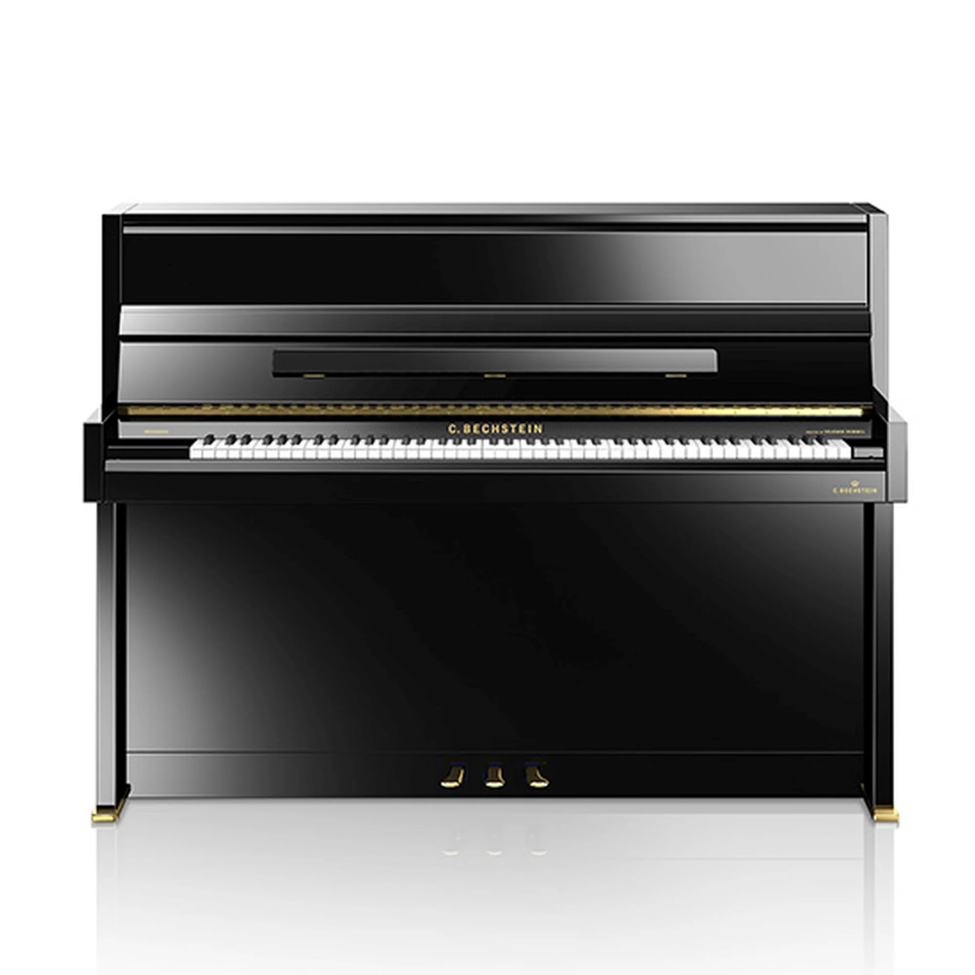C. Bechstein Residence R2 Millennium Upright Piano in Polished Ebony with Vario Duet Silent System - Image 2