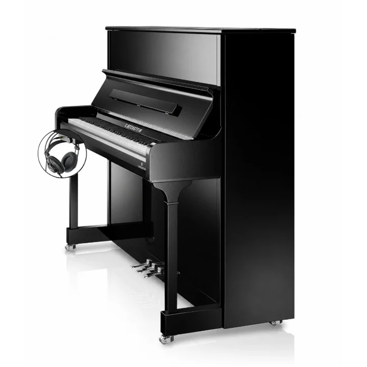 C. Bechstein Residence R6 Style Upright Piano in Polished Ebony with chrome Fittings with Vario Duet Silent System - Image 2