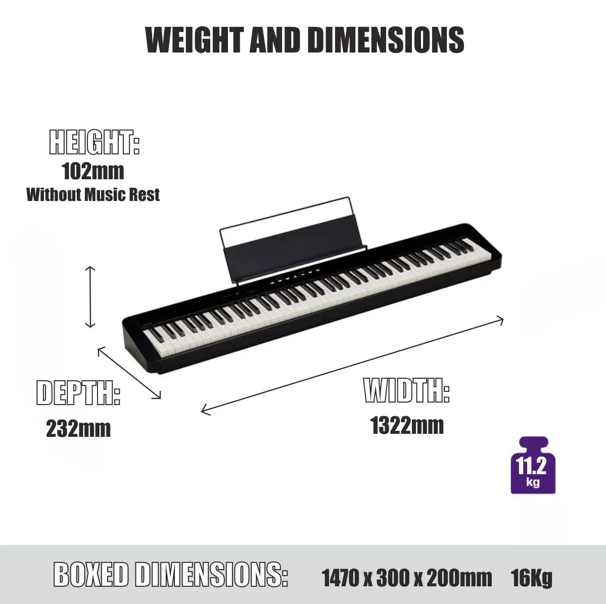 Casio PX-S1100 Portable Digital Piano; White Stand & Bench Bundle - Image 13