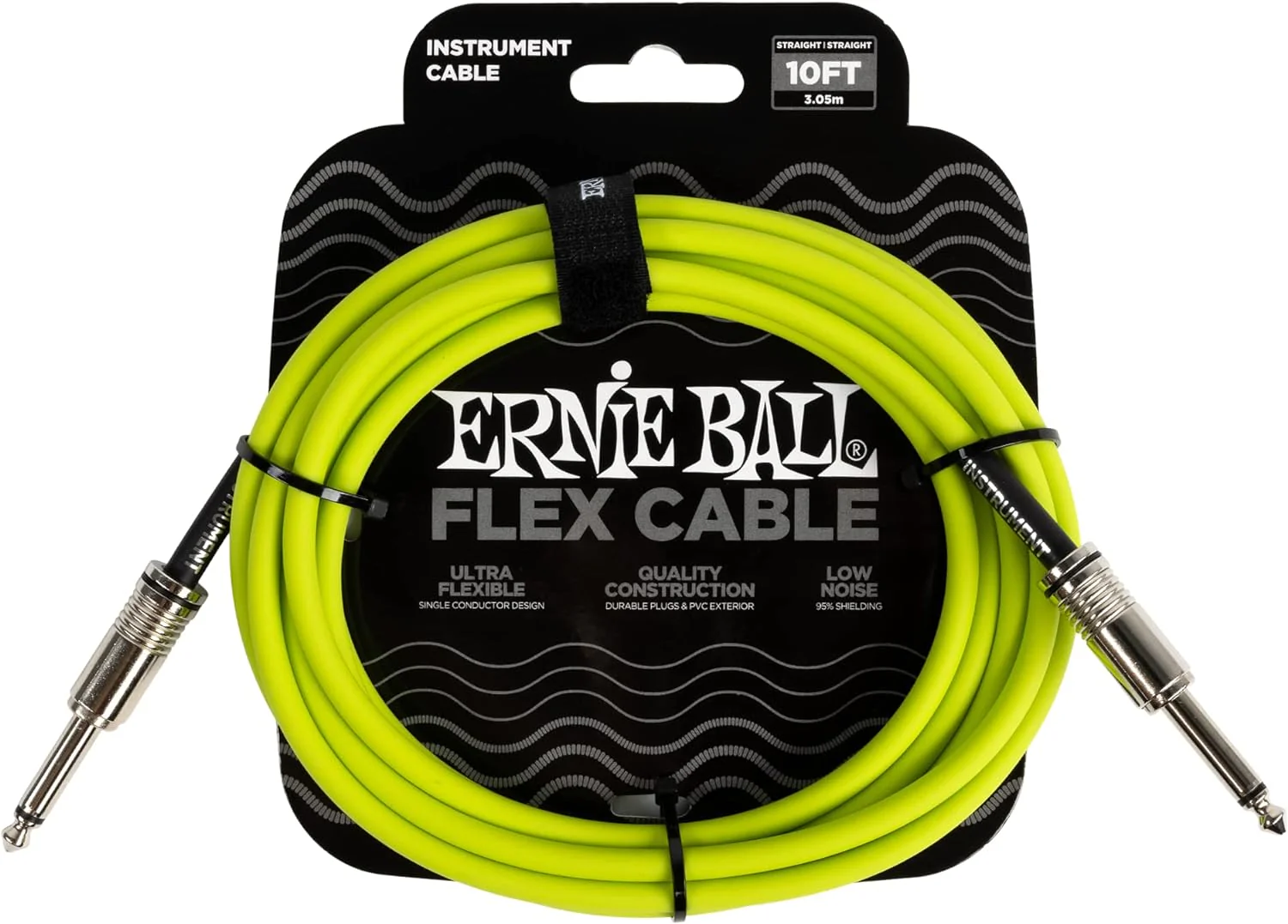 Ernie Ball Flex Instrument Cable; 10ft Green