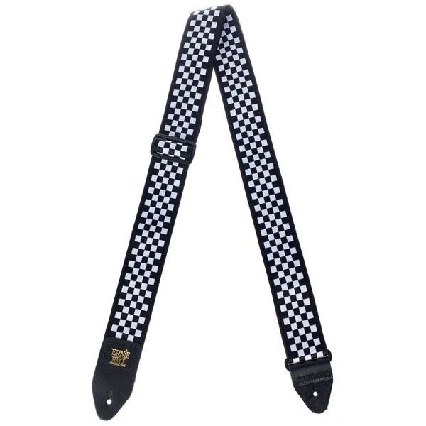 Ernie Ball Jacquard Guitar Strap Black and White Checkered - Image 2