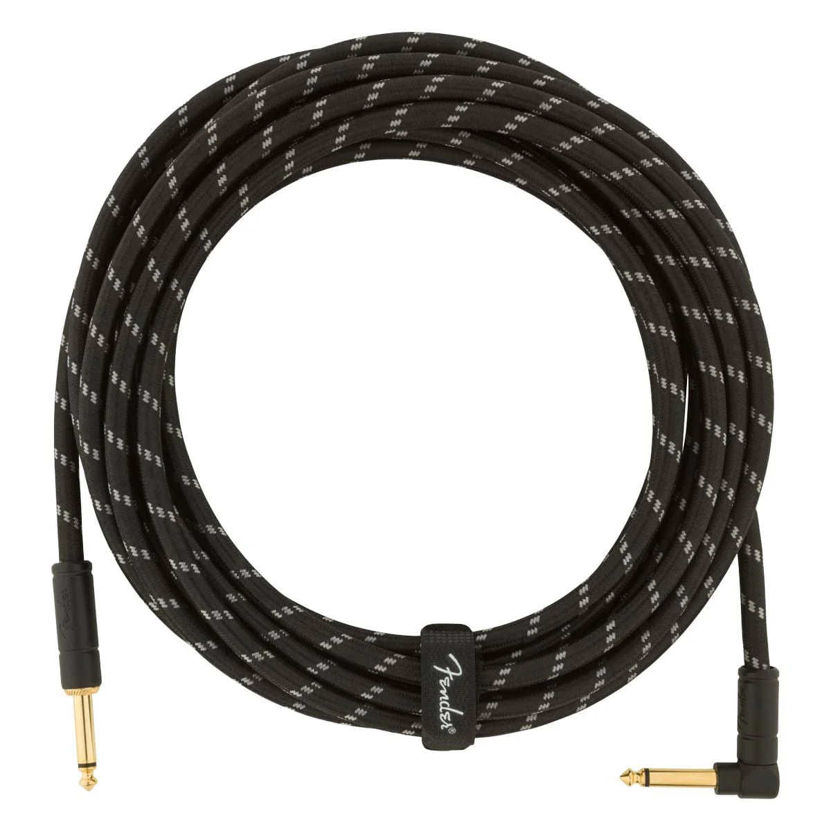 Fender Deluxe Series 18.6Ft Guitar Cable Angle Straight Black Tweed - Image 2