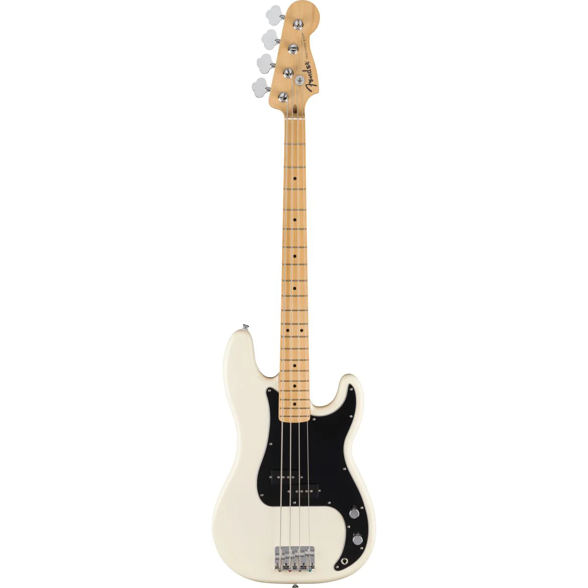 Fender Standard Precision Bass; Maple Fingerboard, Black Pickguard, Olympic White - Image 2