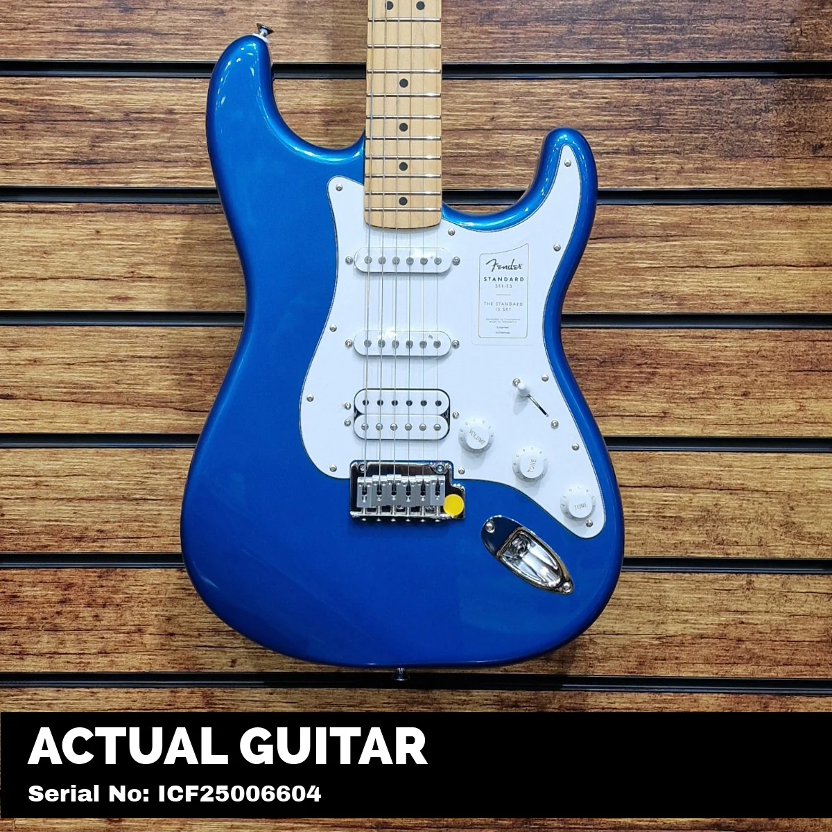 Fender Standard Stratocaster; HSS, Maple Fingerboard, White Pickguard, Aqua Marine Metallic - Image 2