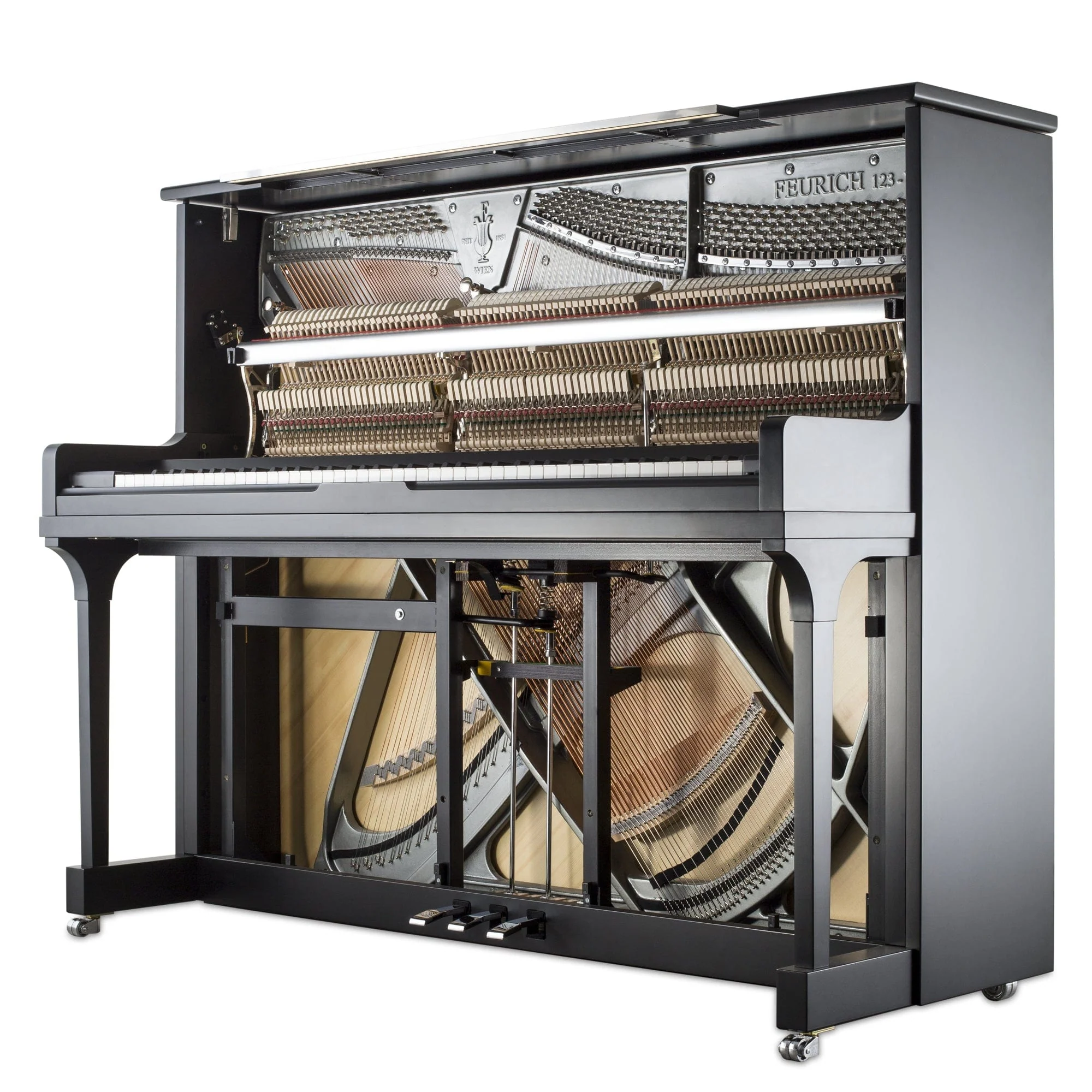 Feurich 123 Vienna Premium Upright Piano; Satin Black: Showroom Model: Serial No: V160337 - Image 12