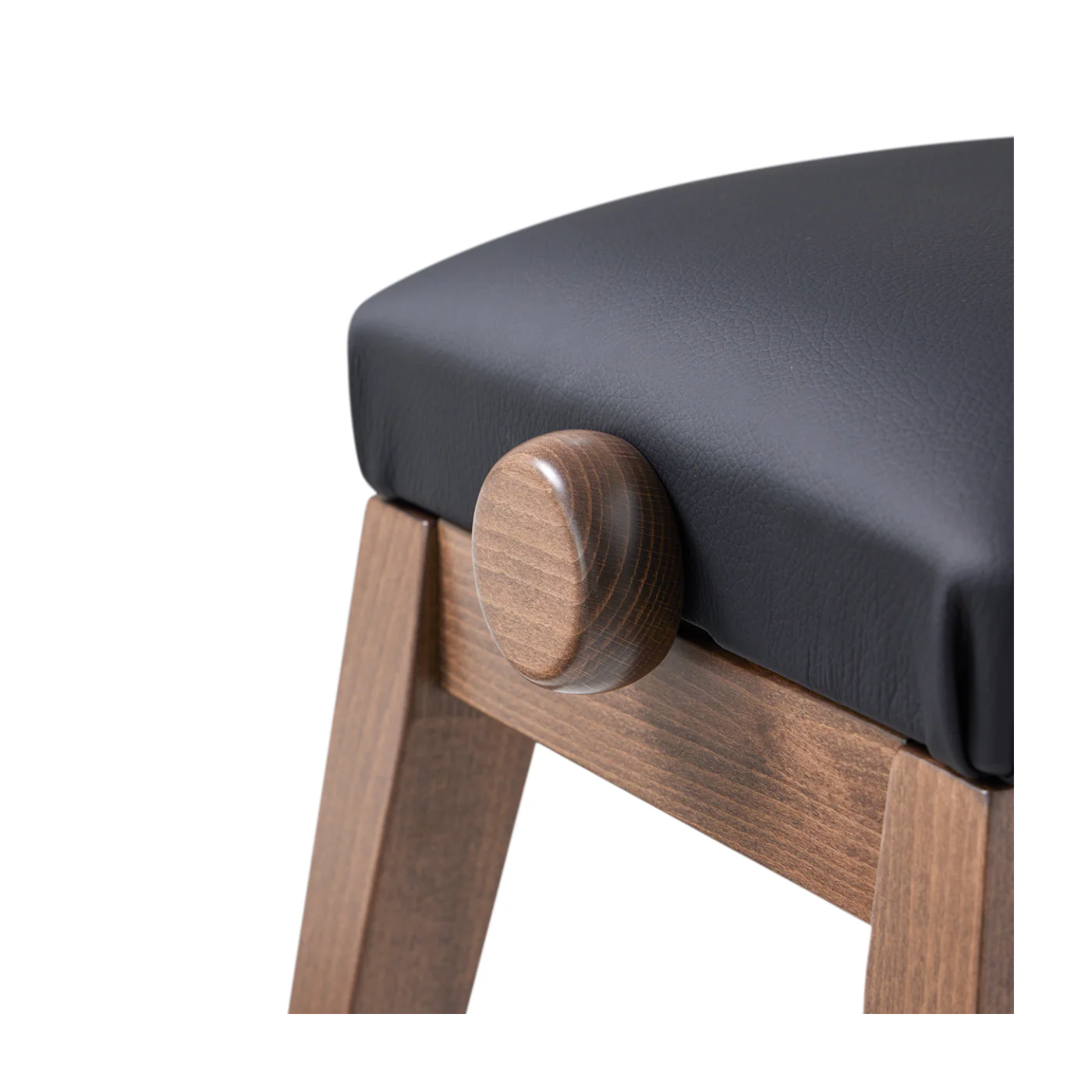 HIDRAU Premiuim Rise & Fall Piano Stool; Black Vinyl And Matching Wood Veneer Legs - Image 2