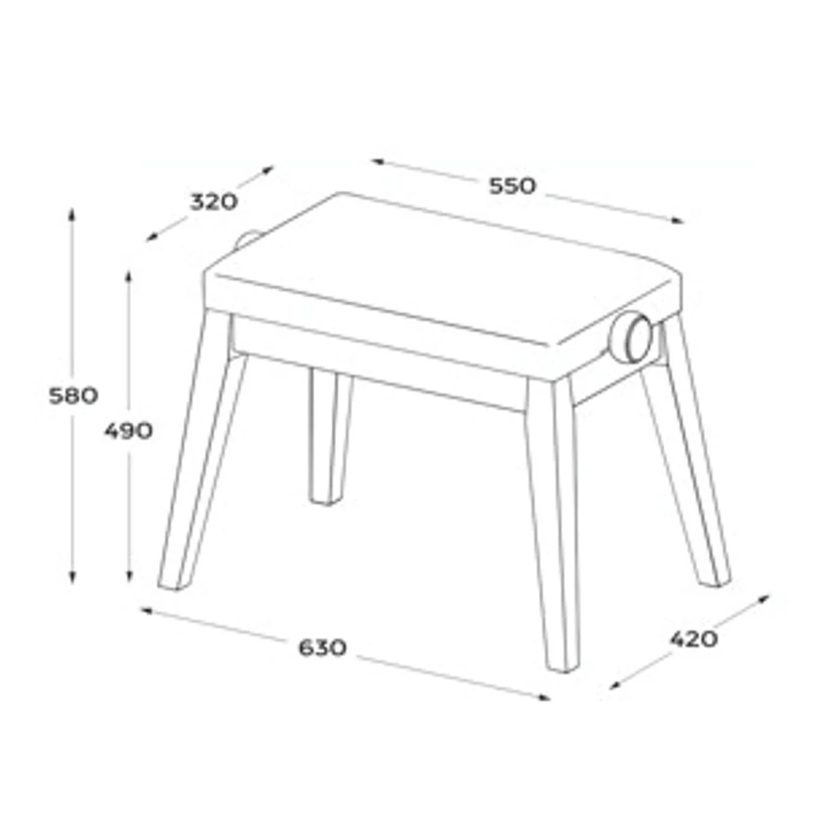 HIDRAU Premium Rise & Fall Piano Stool; Mustard Vinyl And Matching Wood Veneer Legs - Image 4