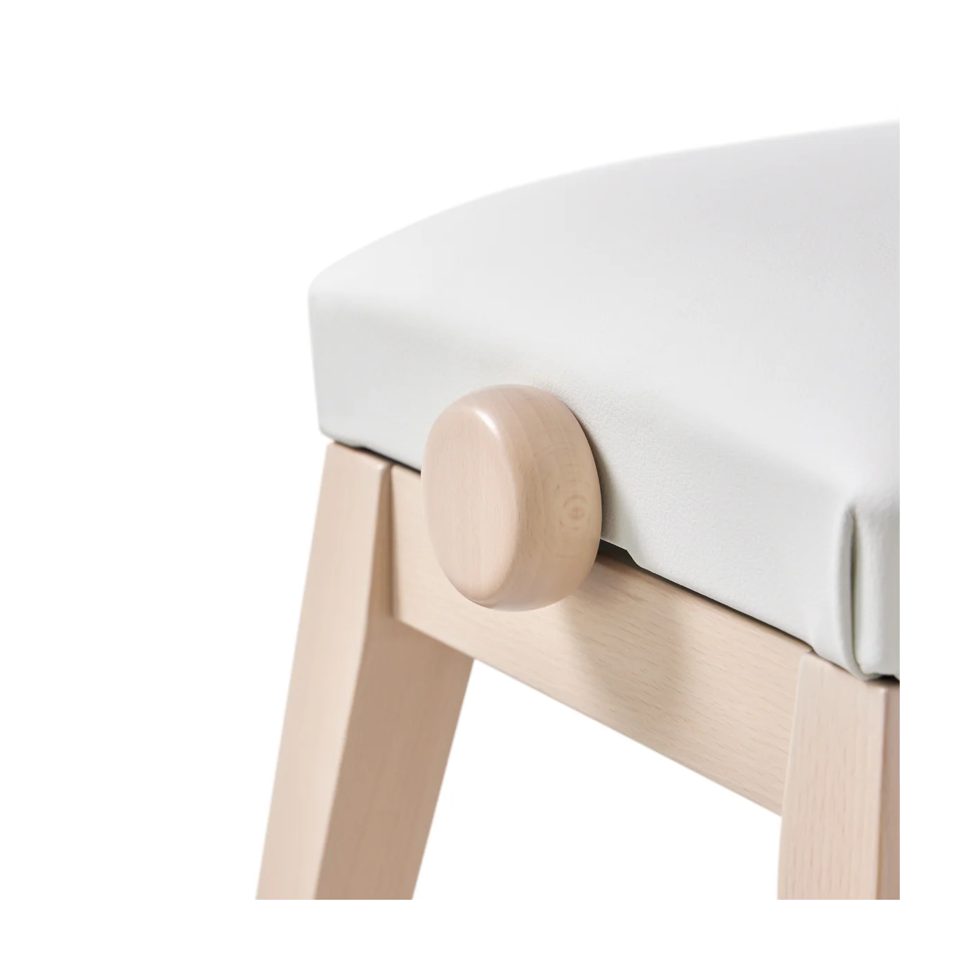 HIDRAU Premium Rise & Fall Piano Stool; White Vinyl And Matching Wood Veneer Legs - Image 2