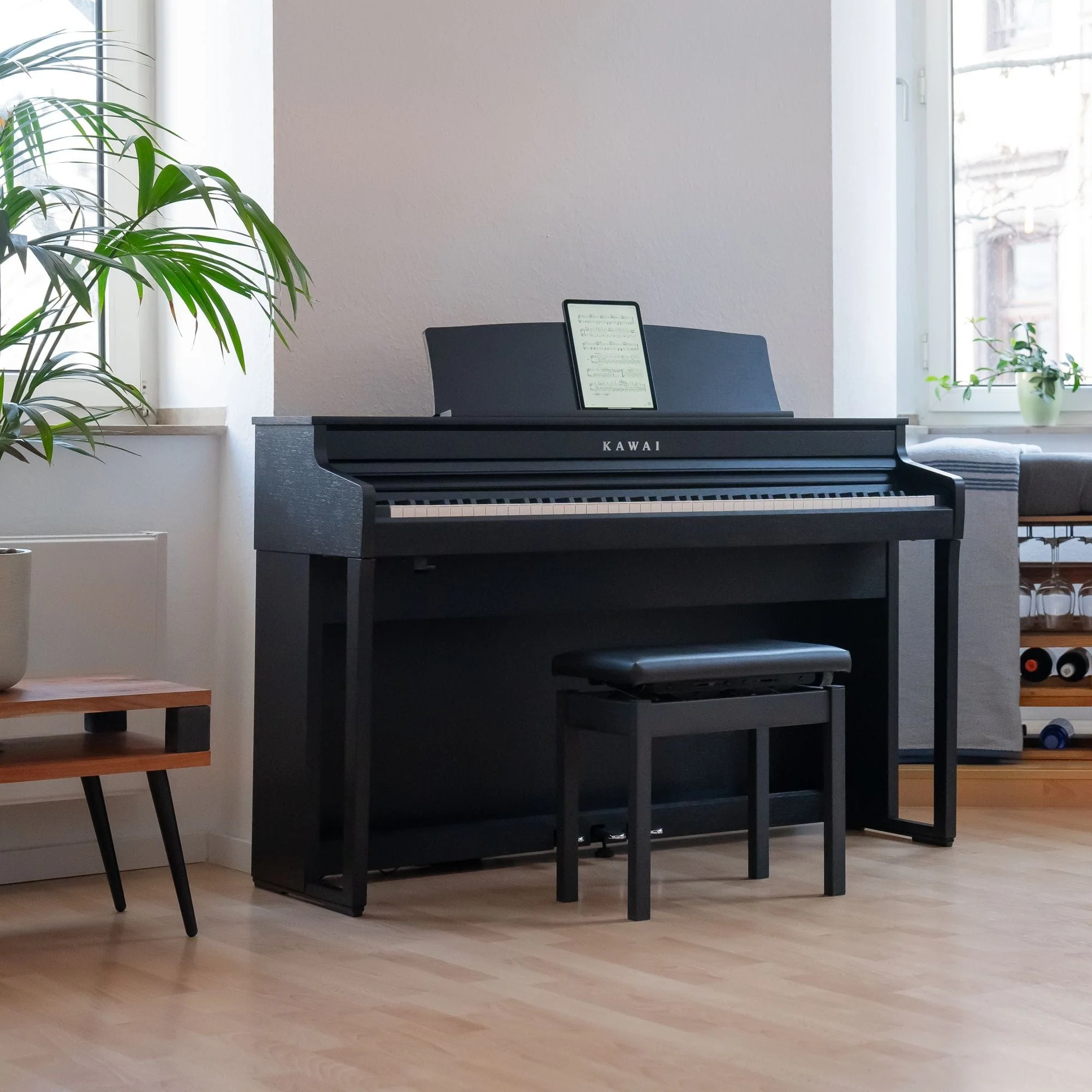 Kawai CA401 Satin Black with Piano Stool & Kawai SH9 Headphones - Image 8