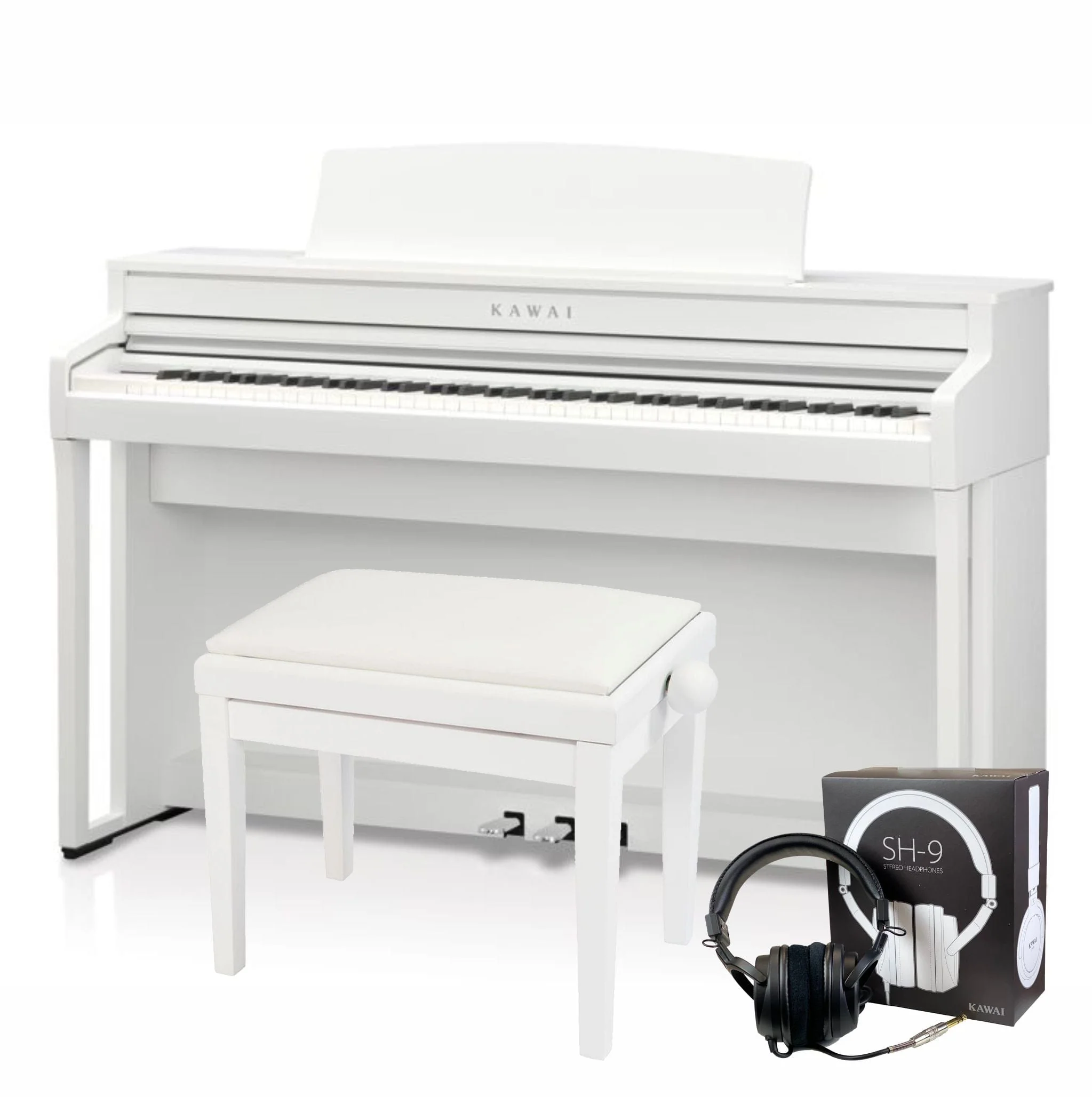 Kawai CA501 White with Piano Stool & Kawai SH9 Headphones