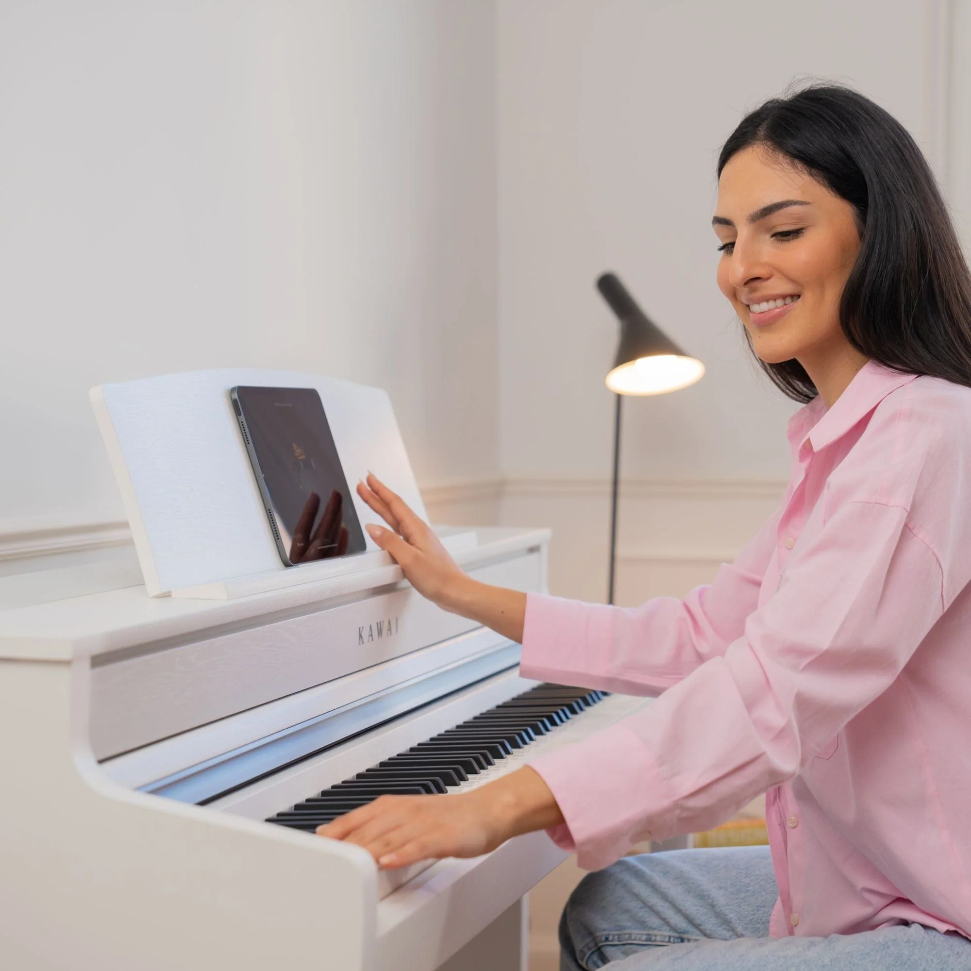 Kawai CA501 White with Piano Stool & Kawai SH9 Headphones - Image 2