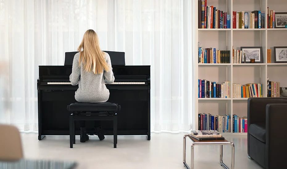 Kawai CA701 with Piano Stool & Kawai SH9 Headphones; Satin Black - Image 2