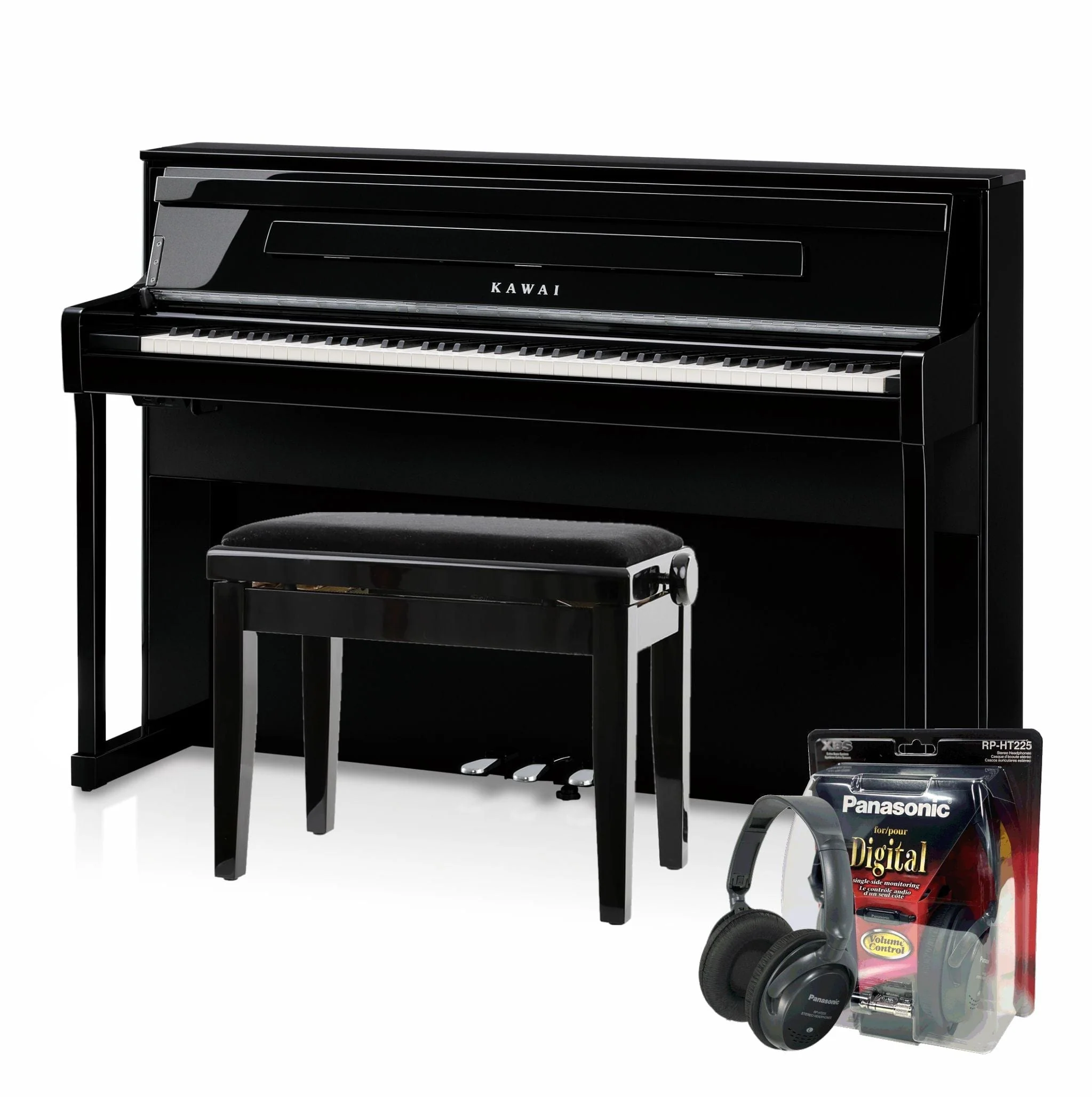 Kawai CA901 Digital Piano Value Package; Polished Ebony