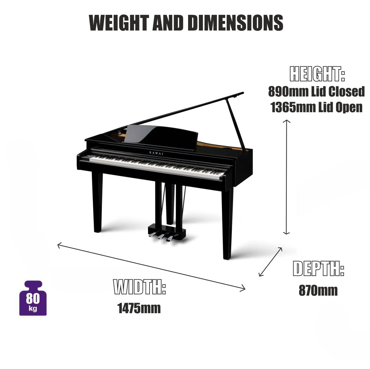 Kawai DG30 Polished Ebony Digital Grand Piano Value Package - Image 3