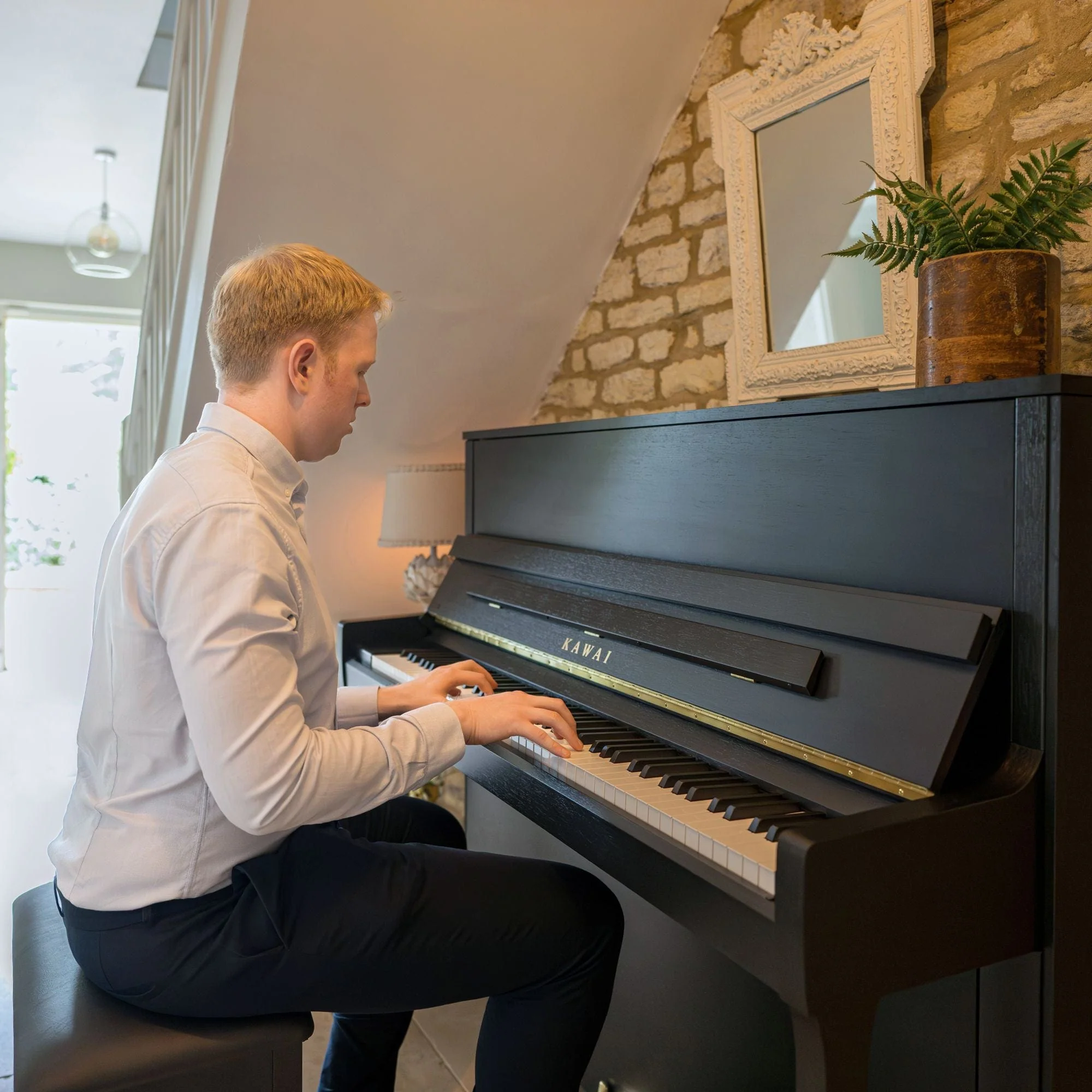 Kawai E300 Upright Piano; Satin Black - Image 3