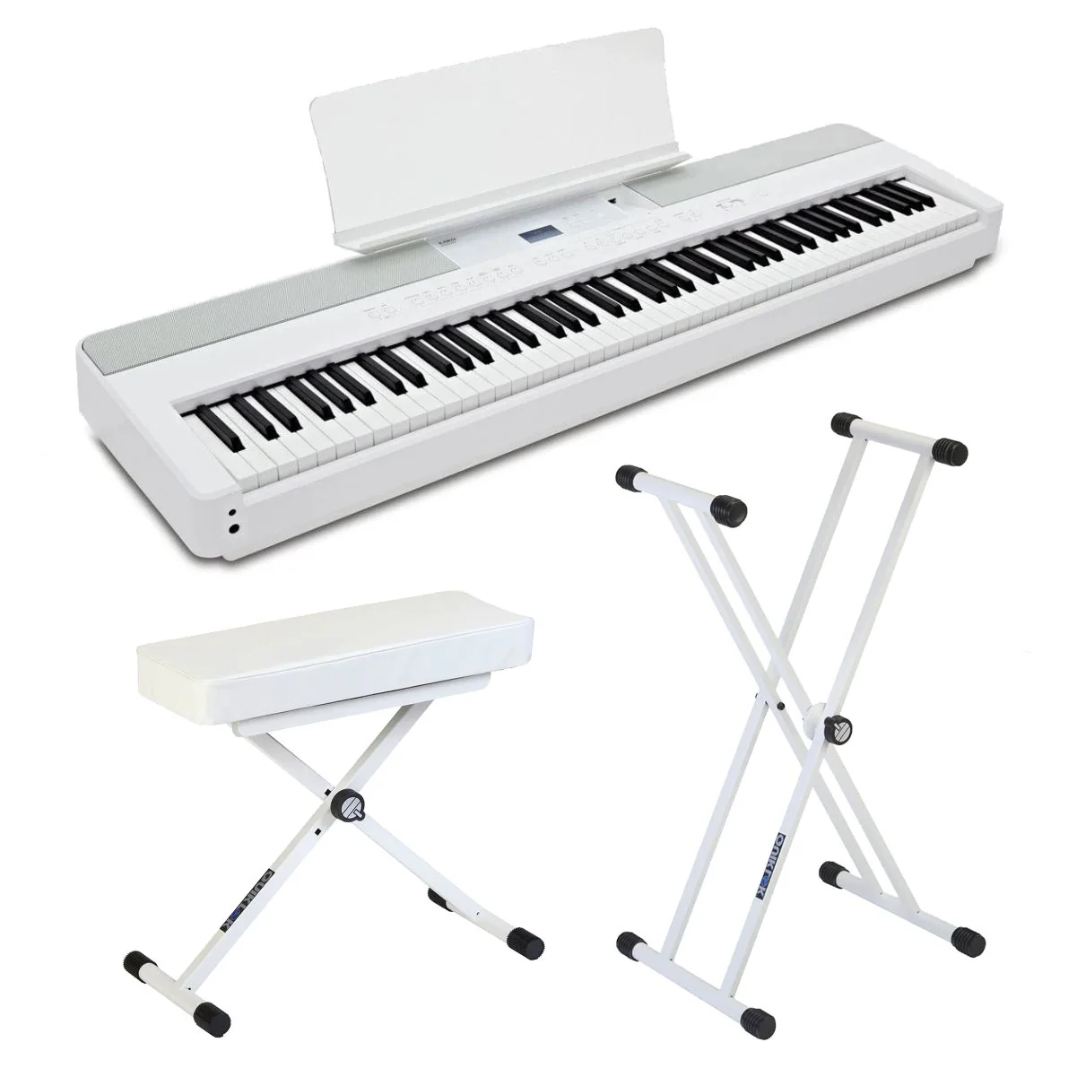 Kawai ES520 Portable Digital Piano; White Stand & Bench Bundle