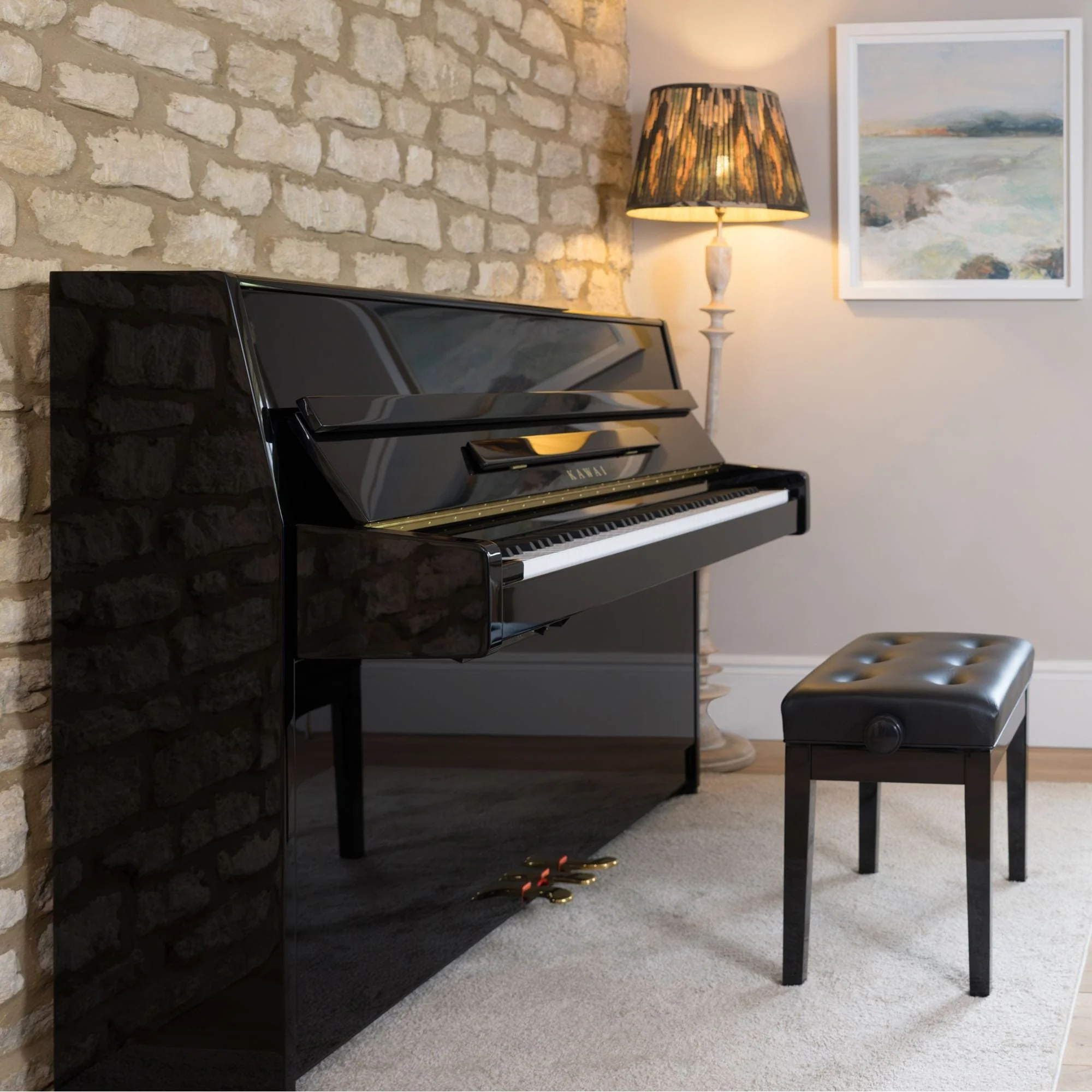 Kawai K15 ATX3-L Anytime Silent Upright Piano; Black Polished - Image 5