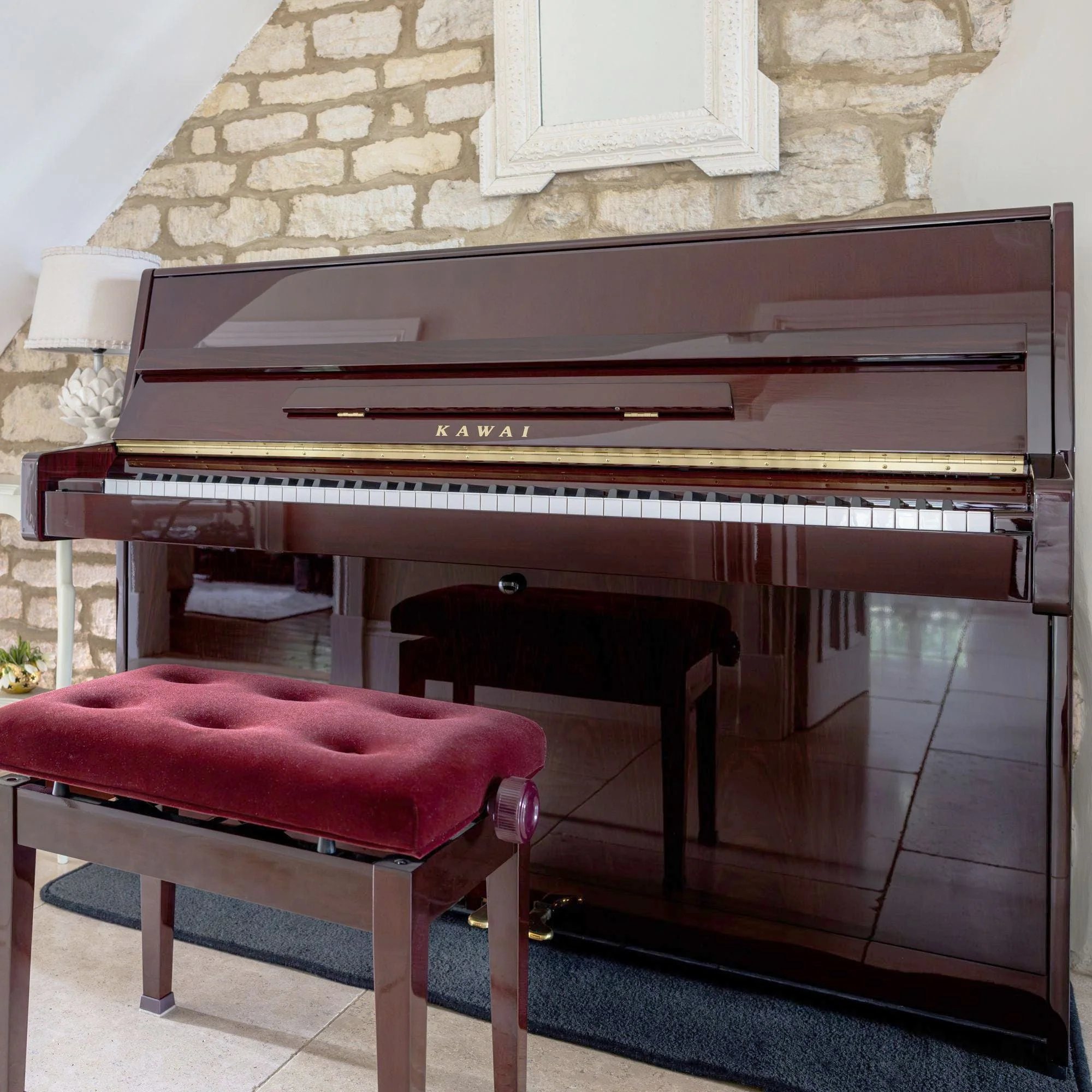 Kawai K15E Upright Piano; Mahogany Polished - Image 3