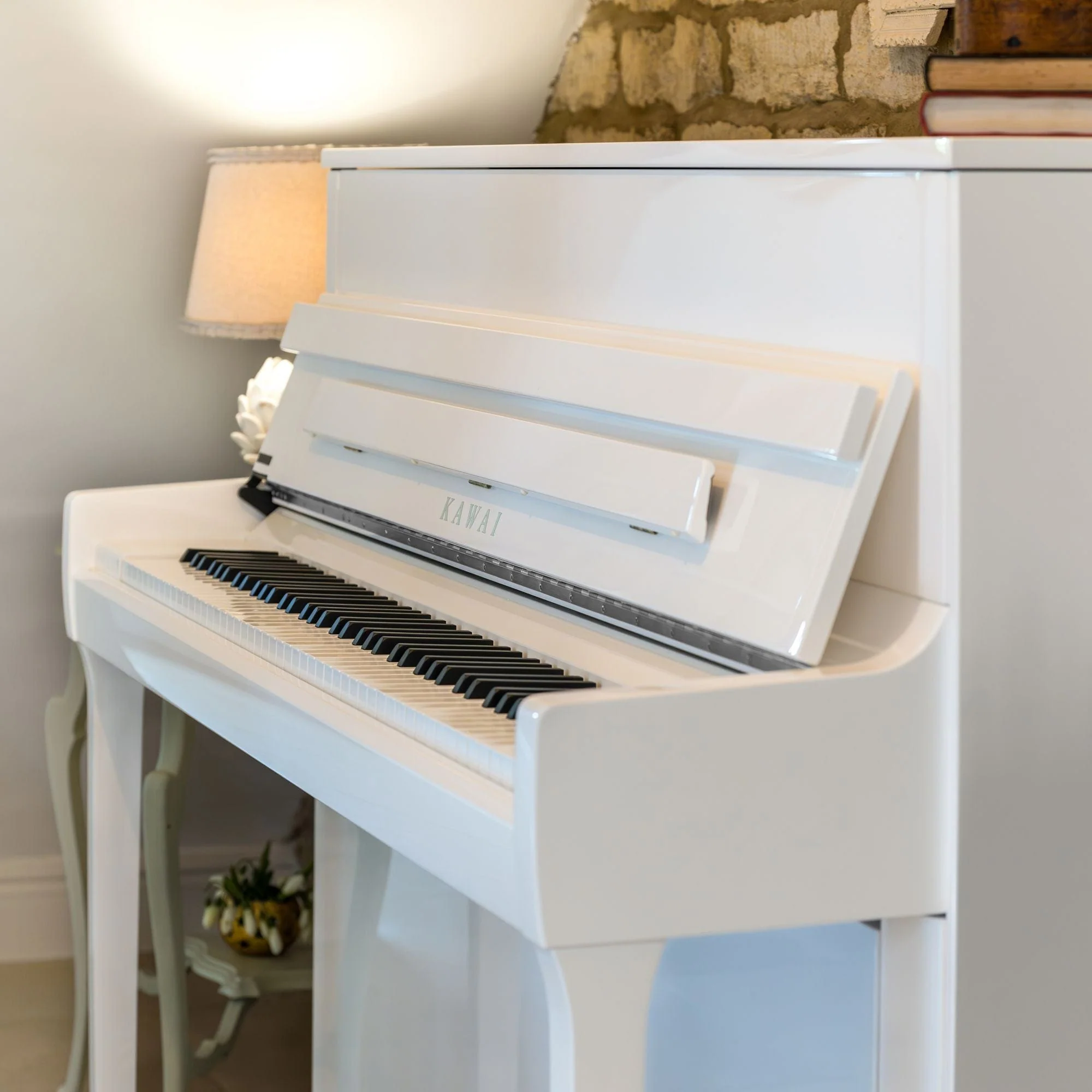 Kawai K200 ATX4 Anytime Silent Upright Piano; Snow White Polished & Silver Fittings - Image 4