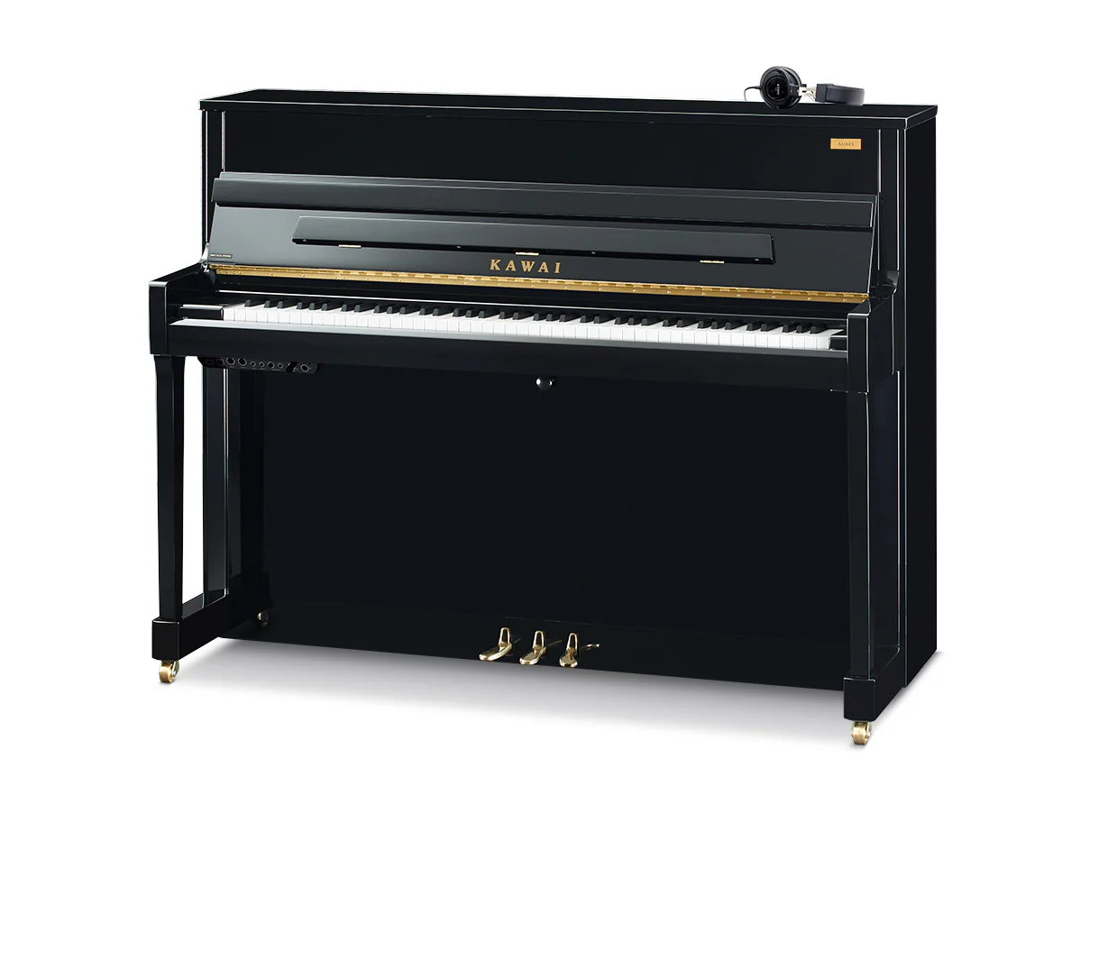 Kawai K200 AURES 2 Hybrid Upright Piano; Polished Ebony - Image 2