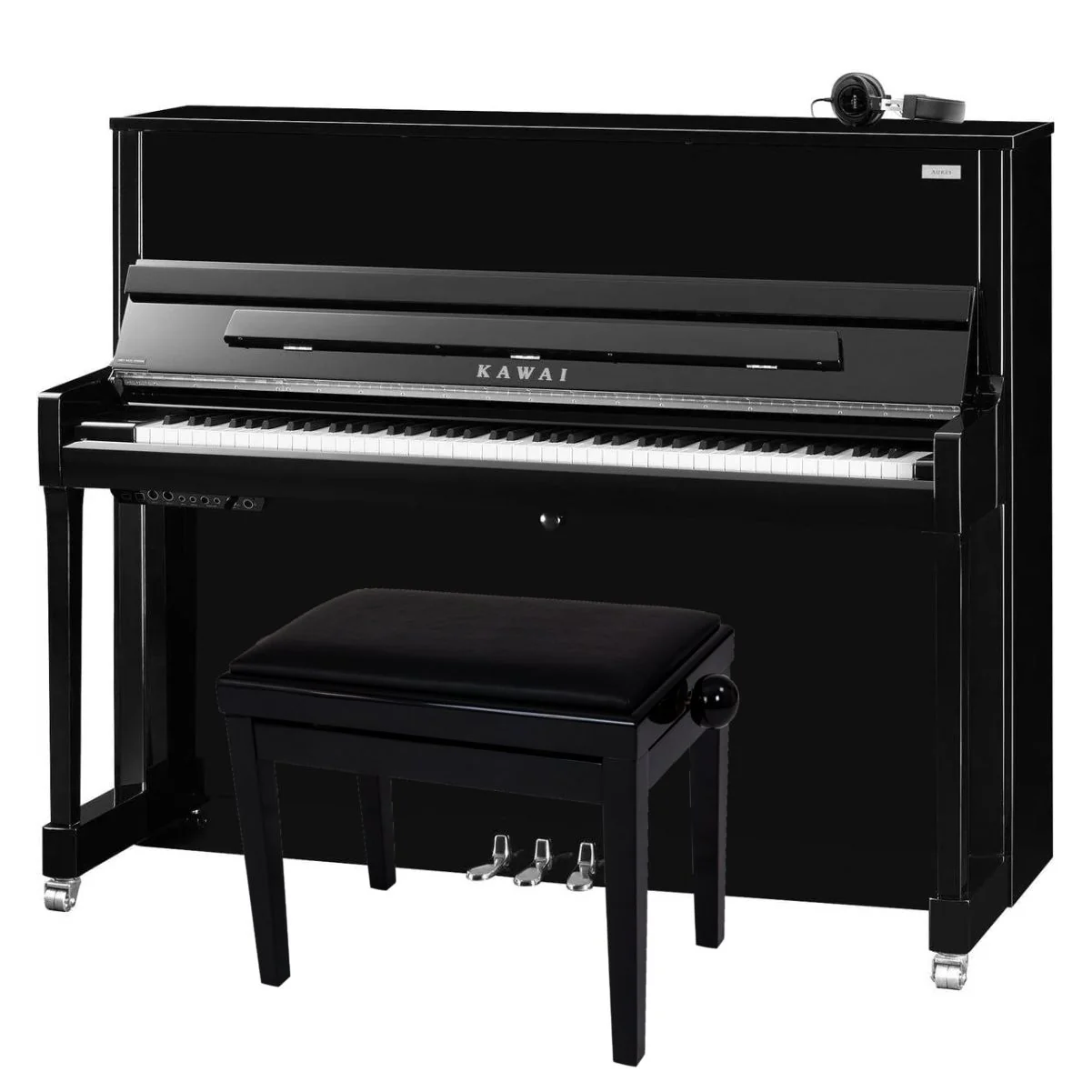 Kawai K300 AURES 2 Hybrid Upright Piano; Polished Ebony & Silver Fittings - Image 25