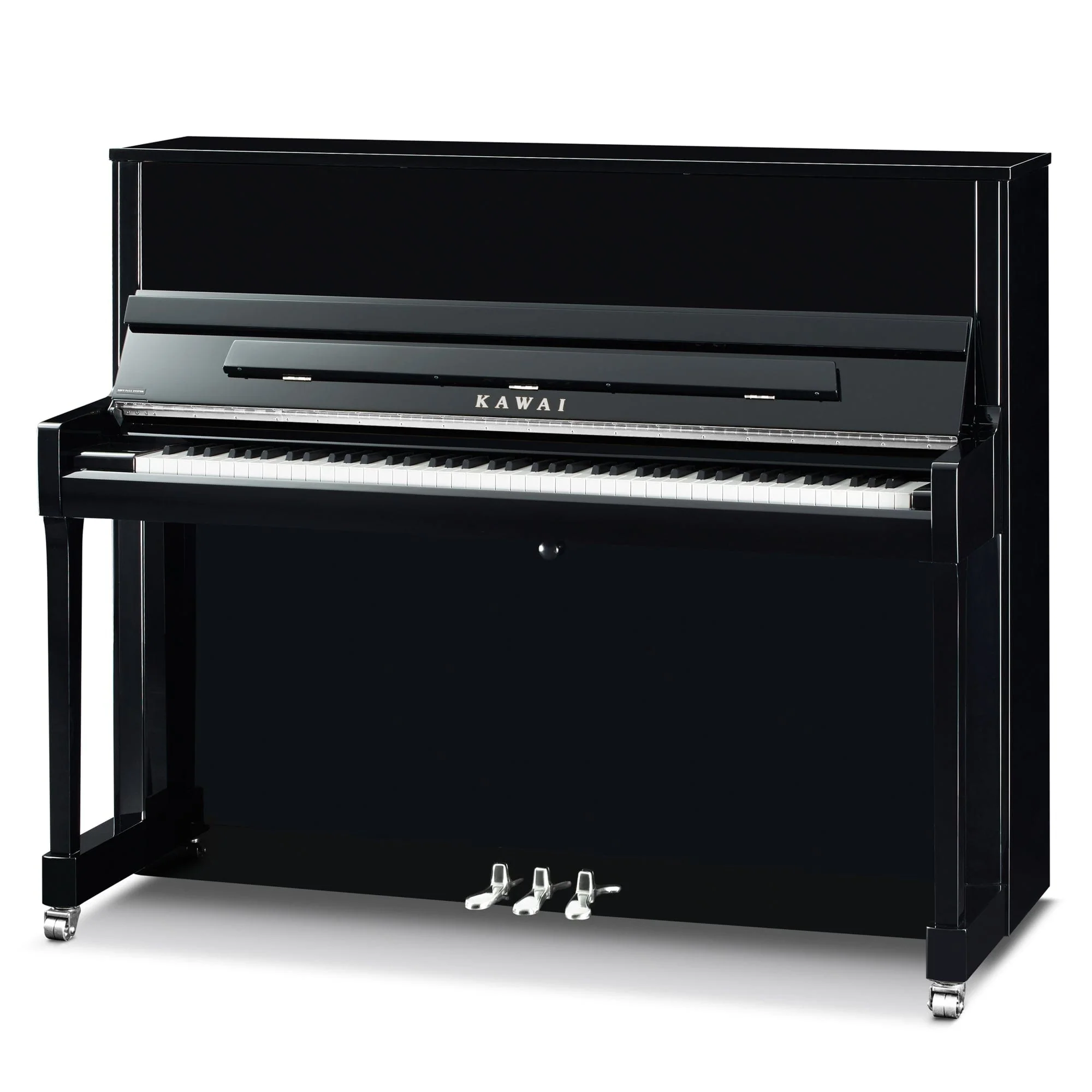 Kawai K300 Upright Piano; Polished Ebony & Silver Fittings