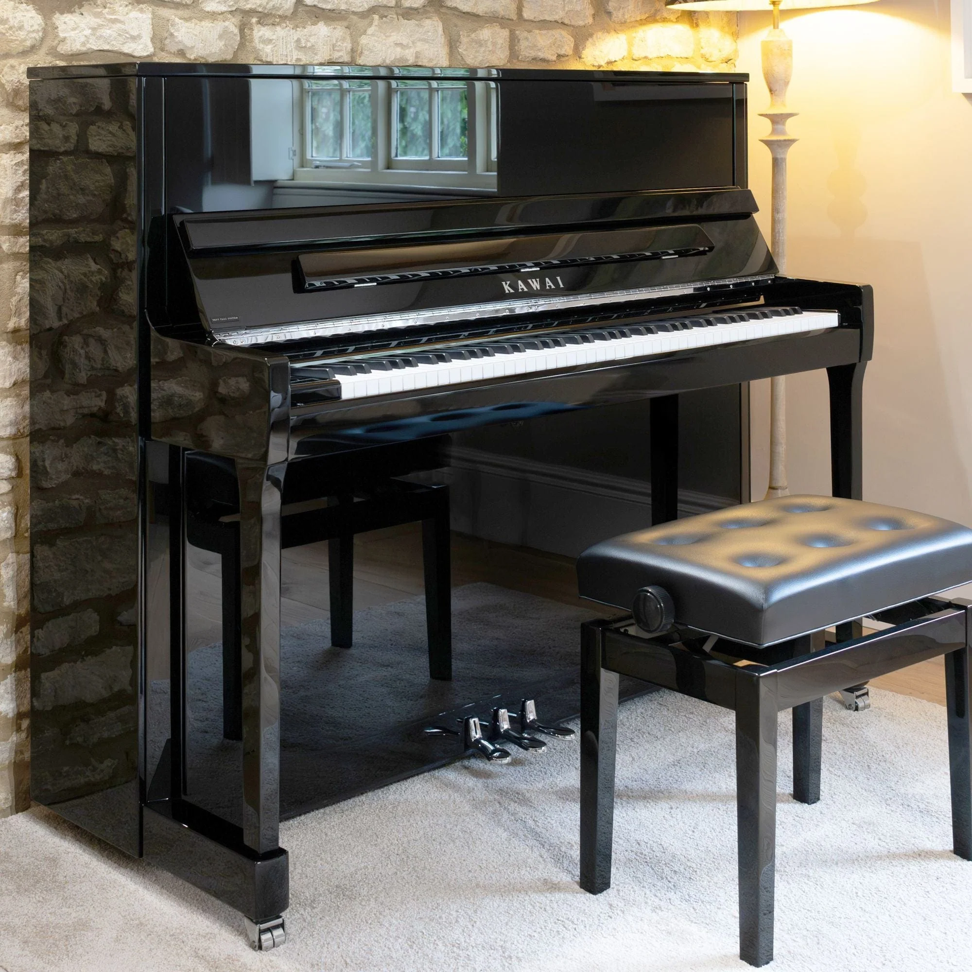 Kawai K300 Upright Piano; Polished Ebony & Silver Fittings - Image 2
