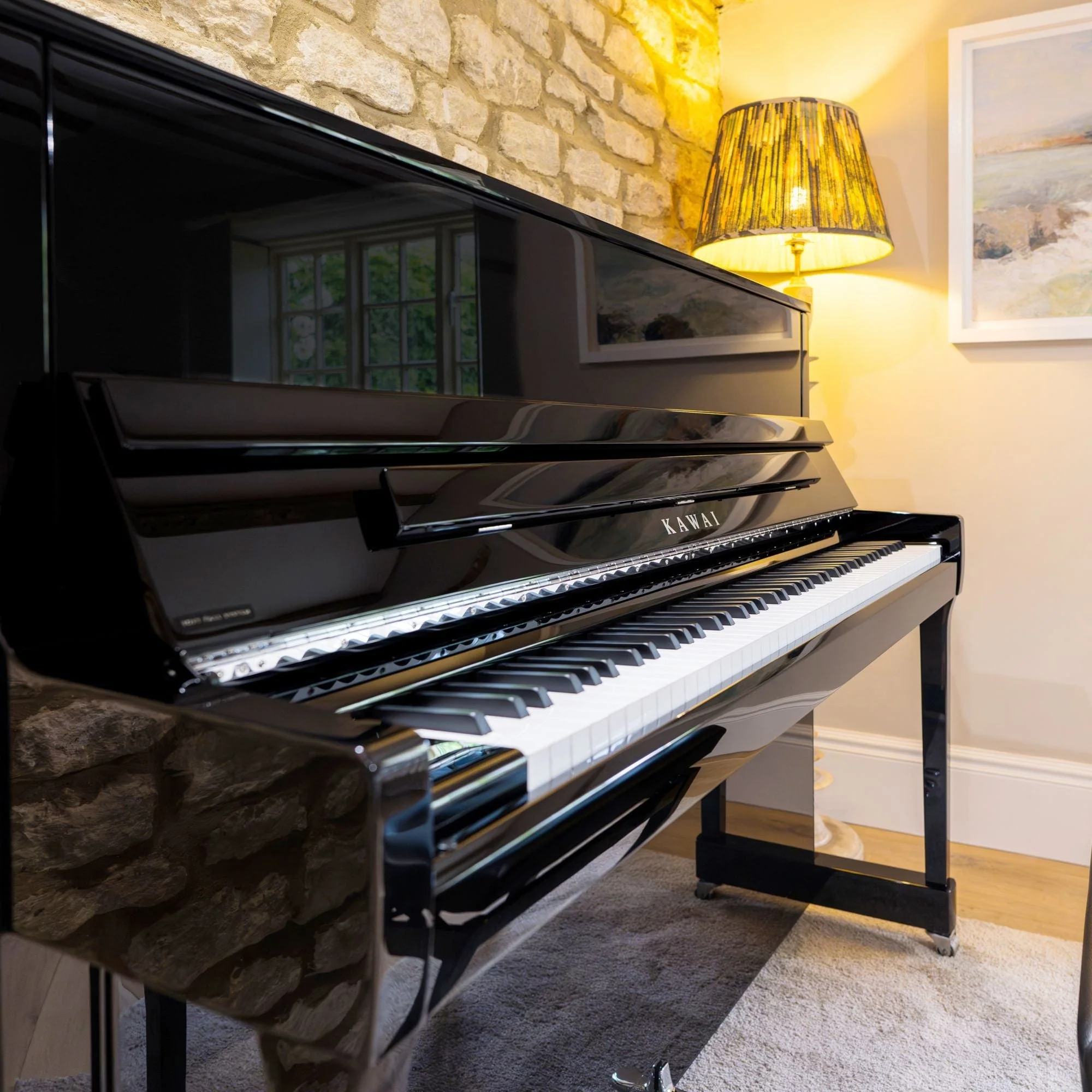 Kawai K300 Upright Piano; Polished Ebony & Silver Fittings - Image 3