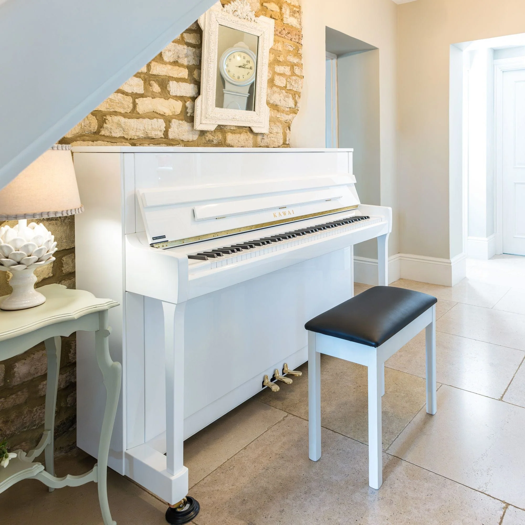 Kawai K300 Upright Piano; Snow White Polished - Image 2