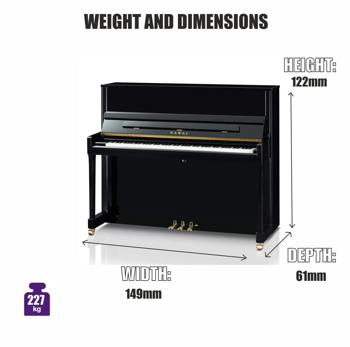 Kawai K300 Upright Piano; Snow White Polished & Silver Fittings - Image 9