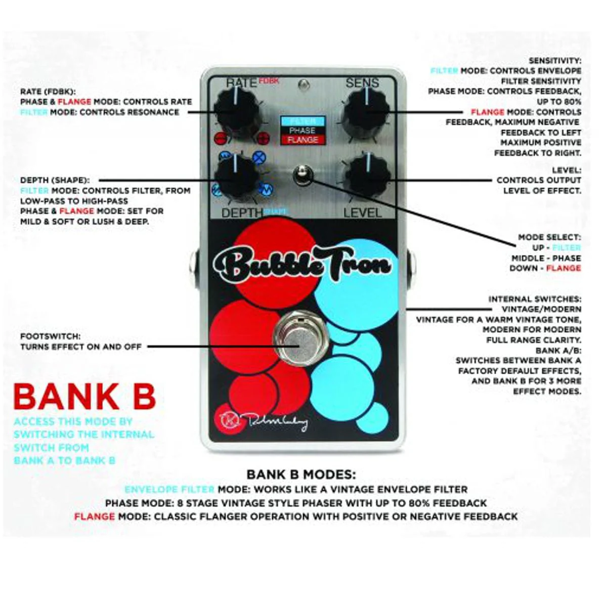 Keeley Bubble Tron Dynamic Flanger Phaser Effects Pedal - Image 5