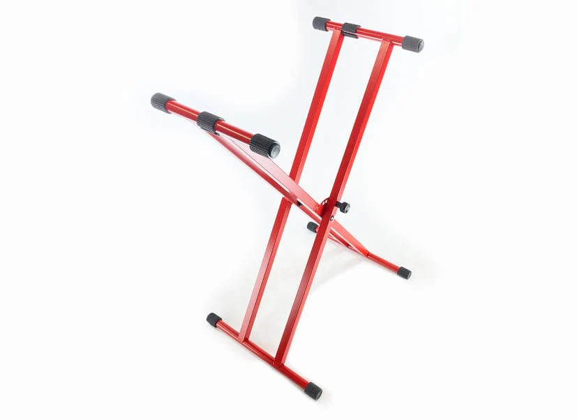 Keyboard Stand Deluxe Welded Double Braced X-Frame by Taurus Stands; Red KXWD01R - Image 5
