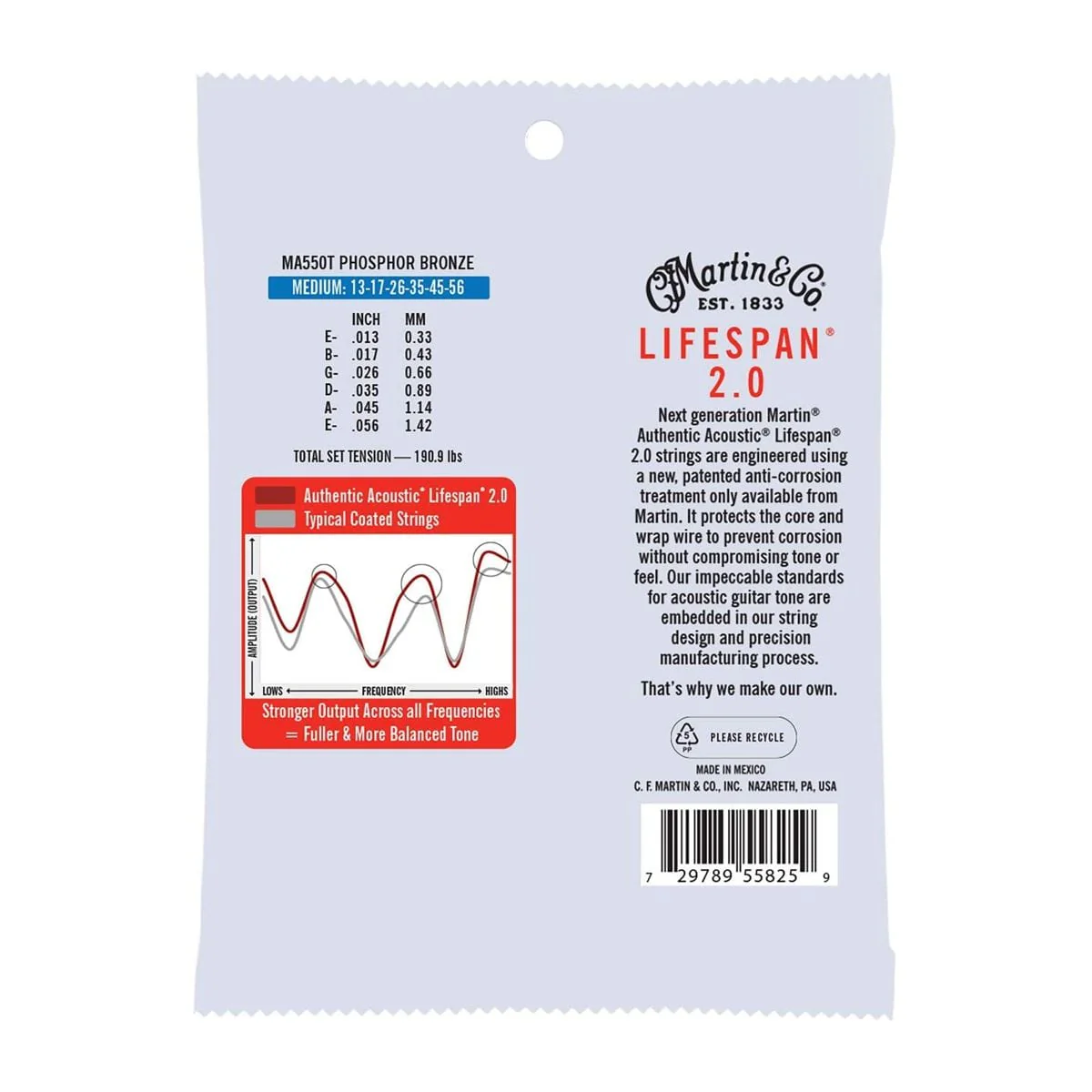 Martin Authentic Acoustic Lifespan 2.0 Medium 13-56 Guitar String Set - Image 2