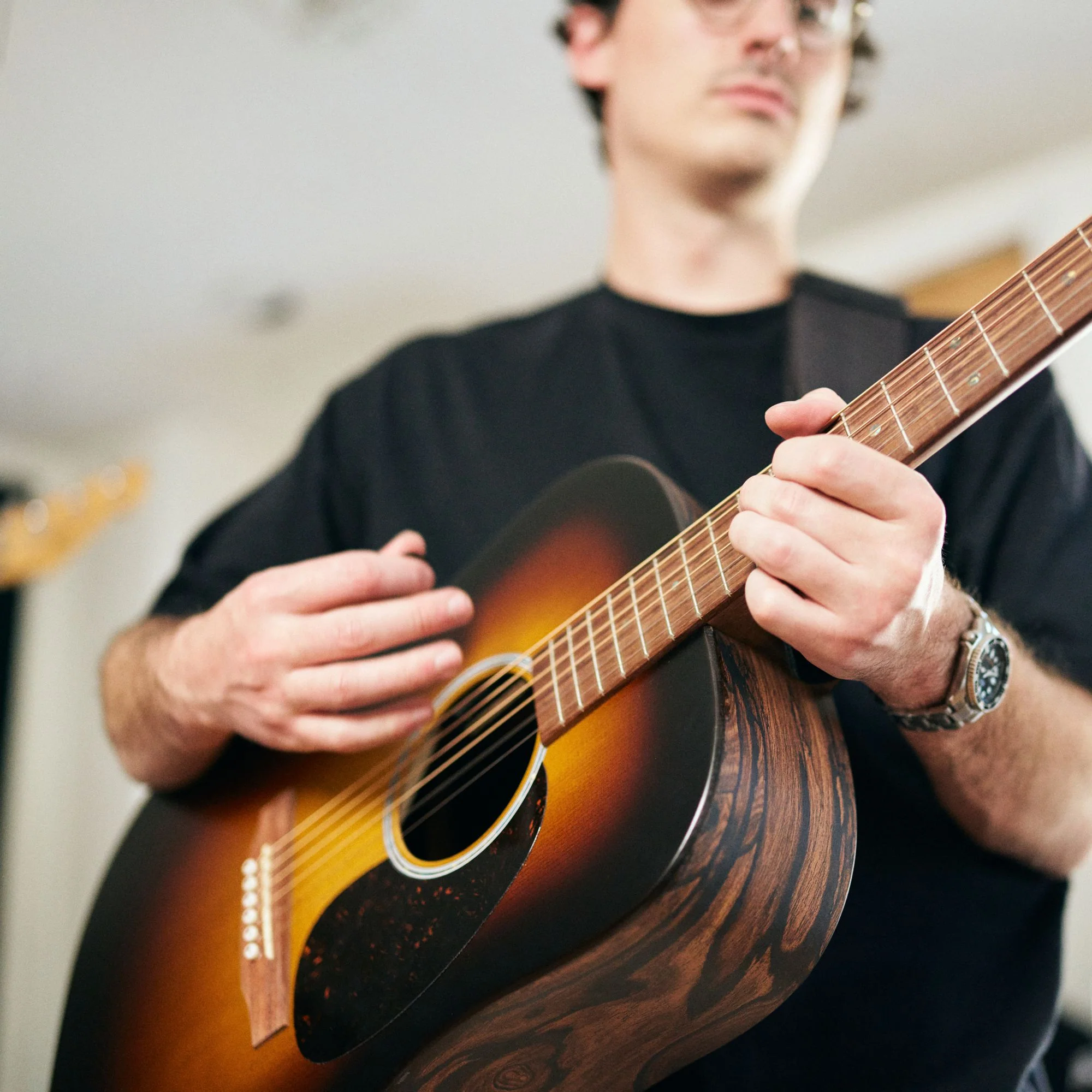 Martin D-X2E Electro Acoustic Guitar; Solid Spruce Sunburst / Ziricote | Incl Softshell Case - Image 3