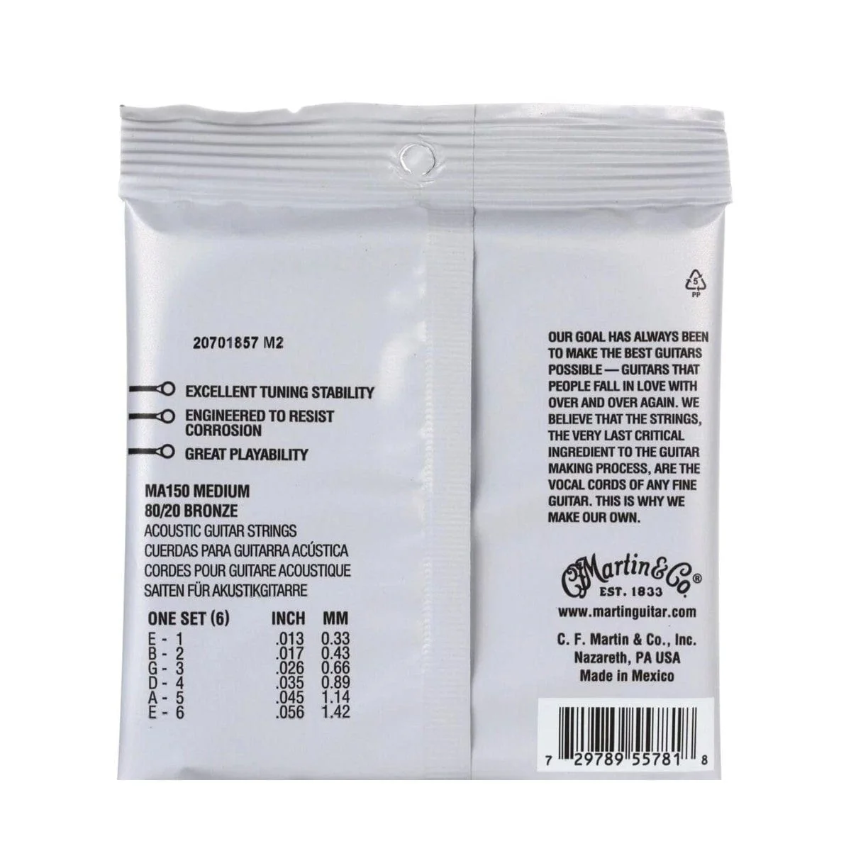 Martin MA150 Authentic Acoustic SP 80/20 Bronze Medium Guitar Strings - Image 2