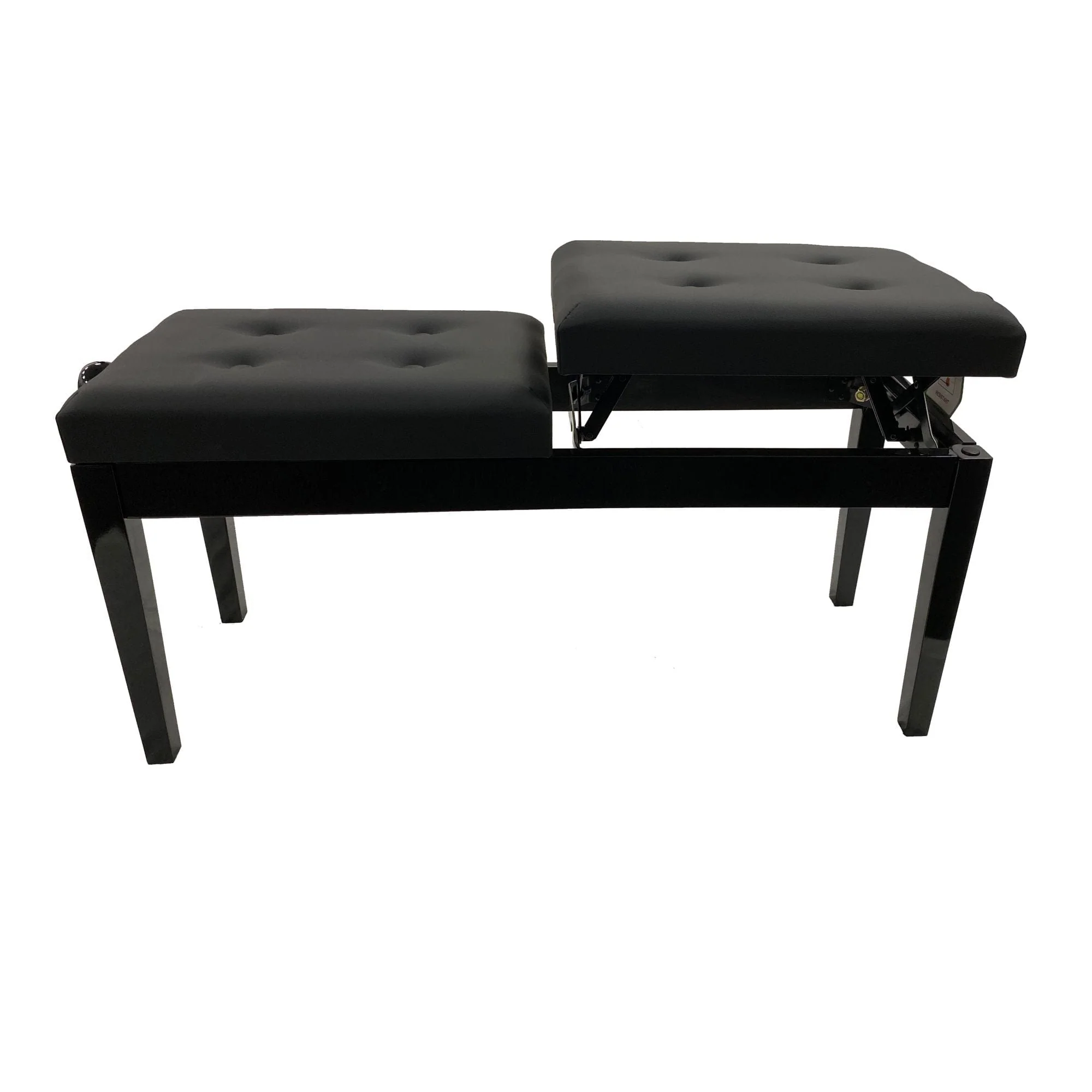 Nocturne Duet Adjustable Piano Stool With Button Top; Polished Black - Image 3