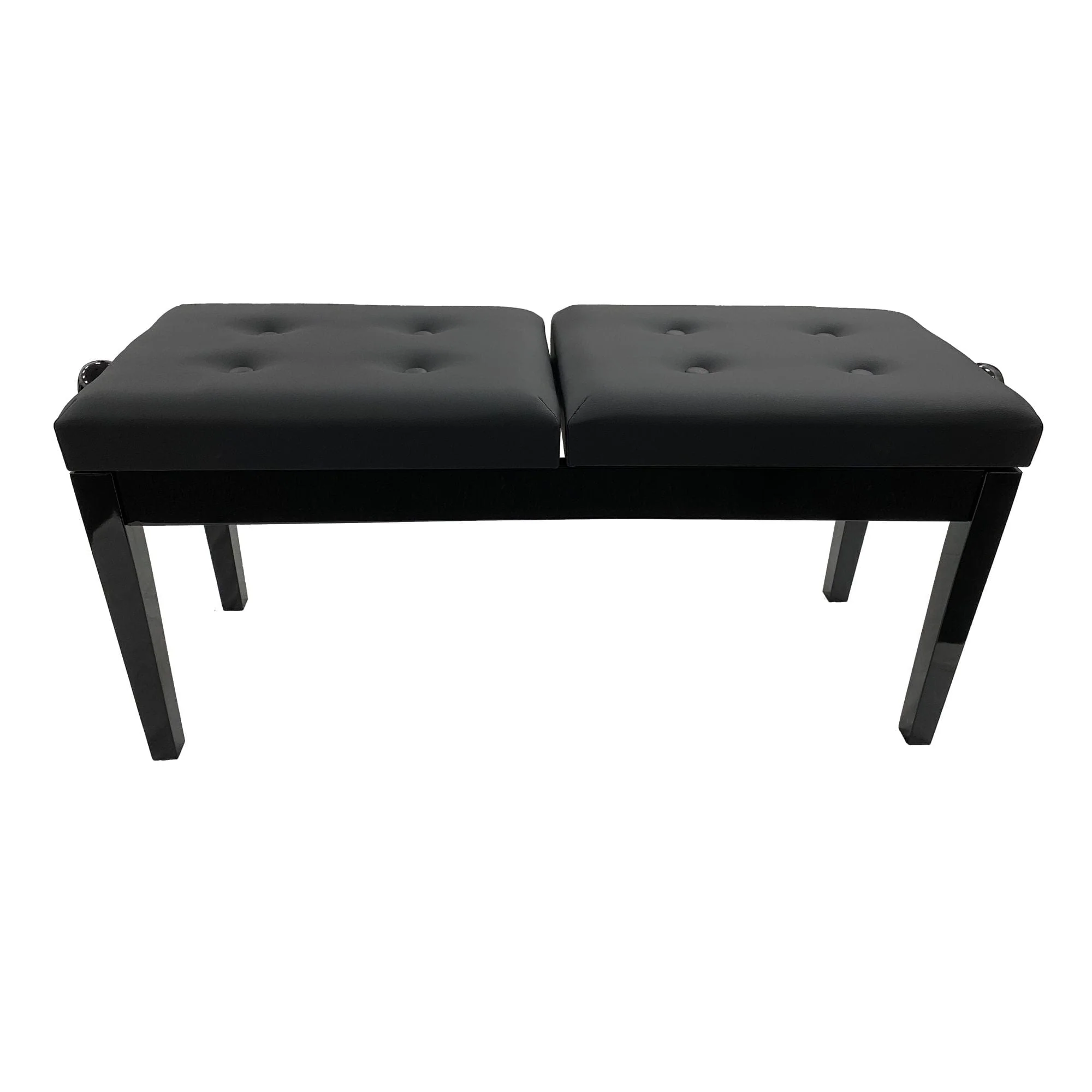 Nocturne Duet Adjustable Piano Stool With Button Top; Polished Black - Image 5