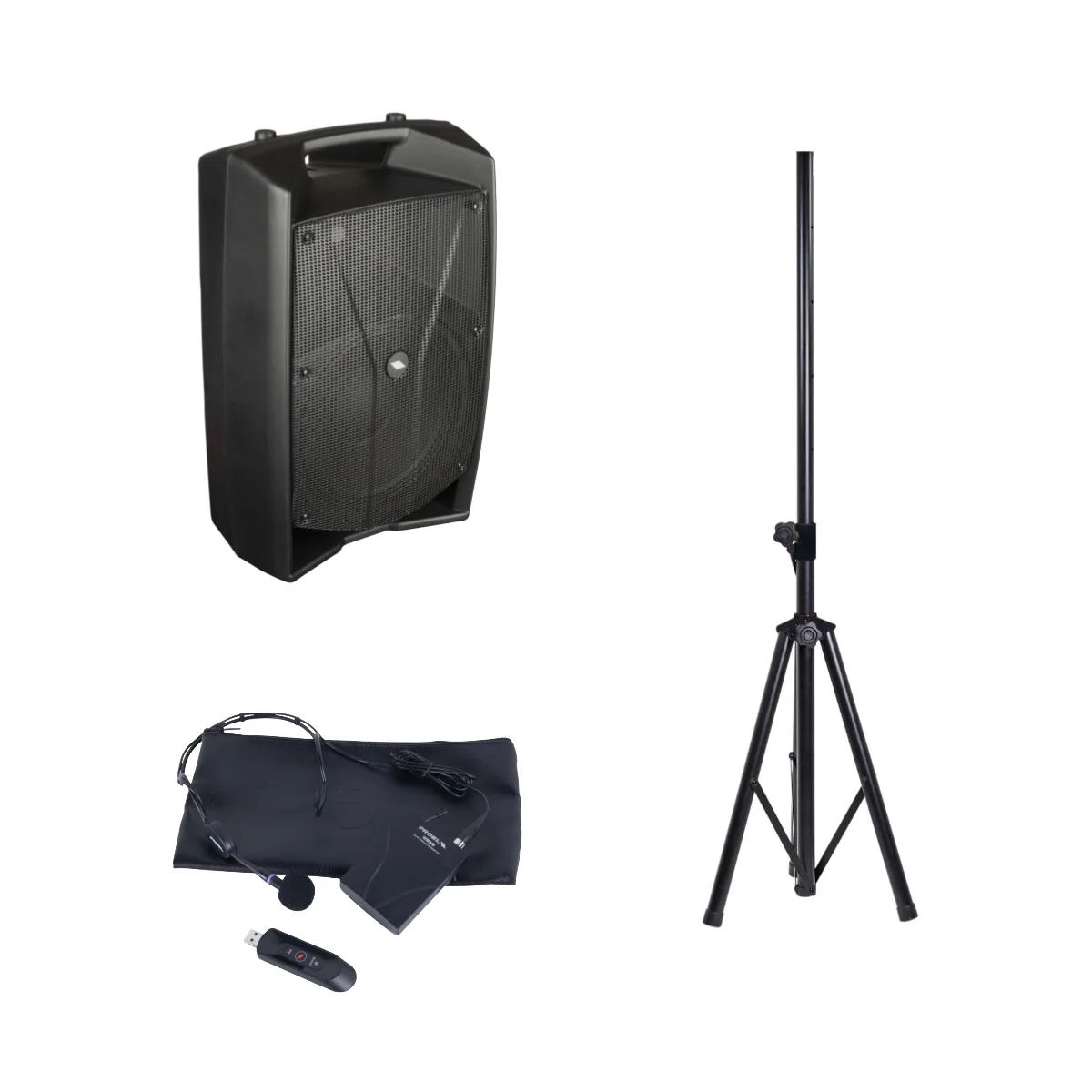 Proel V12PRO 12" Active PA Speaker with Wireless Headset Microphone - Ideal for Presenters & Fitness