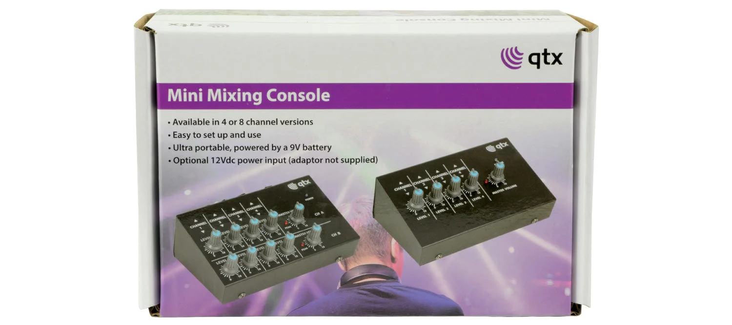 QTX LM82 4 Stereo Channel Line Level & Instrument Mixer - Image 4