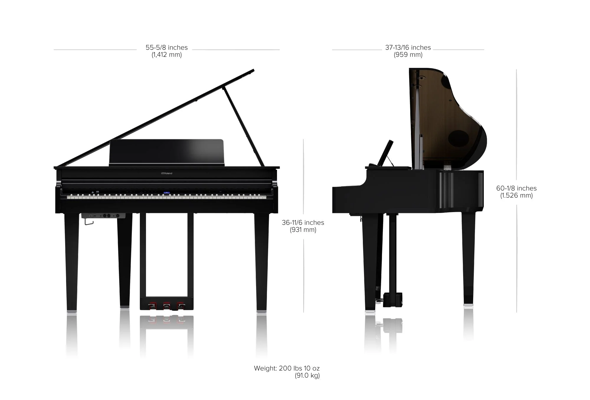 Roland GP6 Digital Grand Piano; Polished Ebony Concert Package - Image 17