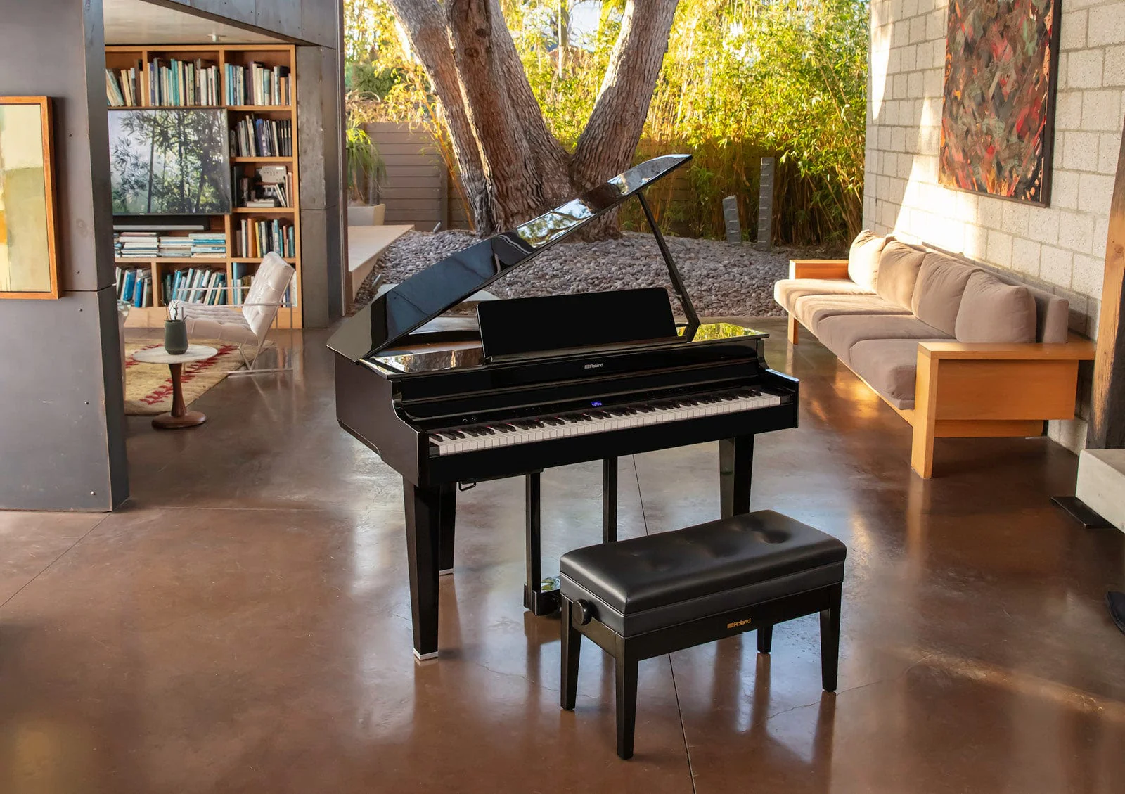 Roland GP6 Digital Grand Piano; Polished Ebony Concert Package - Image 4