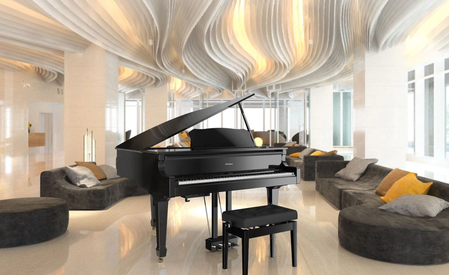 Roland GP9 Digital Grand Piano; Polished Ebony - Image 3