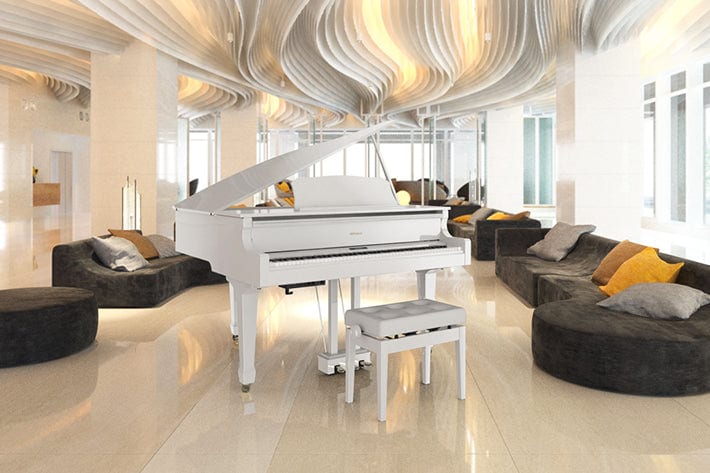 Roland GP9 Digital Grand Piano; Polished White - Image 2