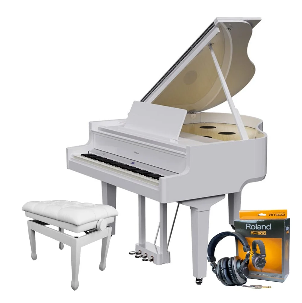 Roland GP9M Self-Playing Digital Grand Piano; Polished White Concert Package