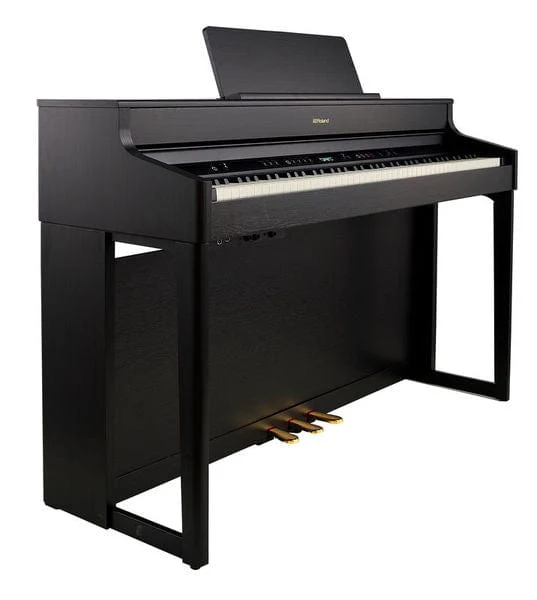 Roland HP702 Charcoal Black with Piano Stool & Roland RH200 Headphones - Image 12