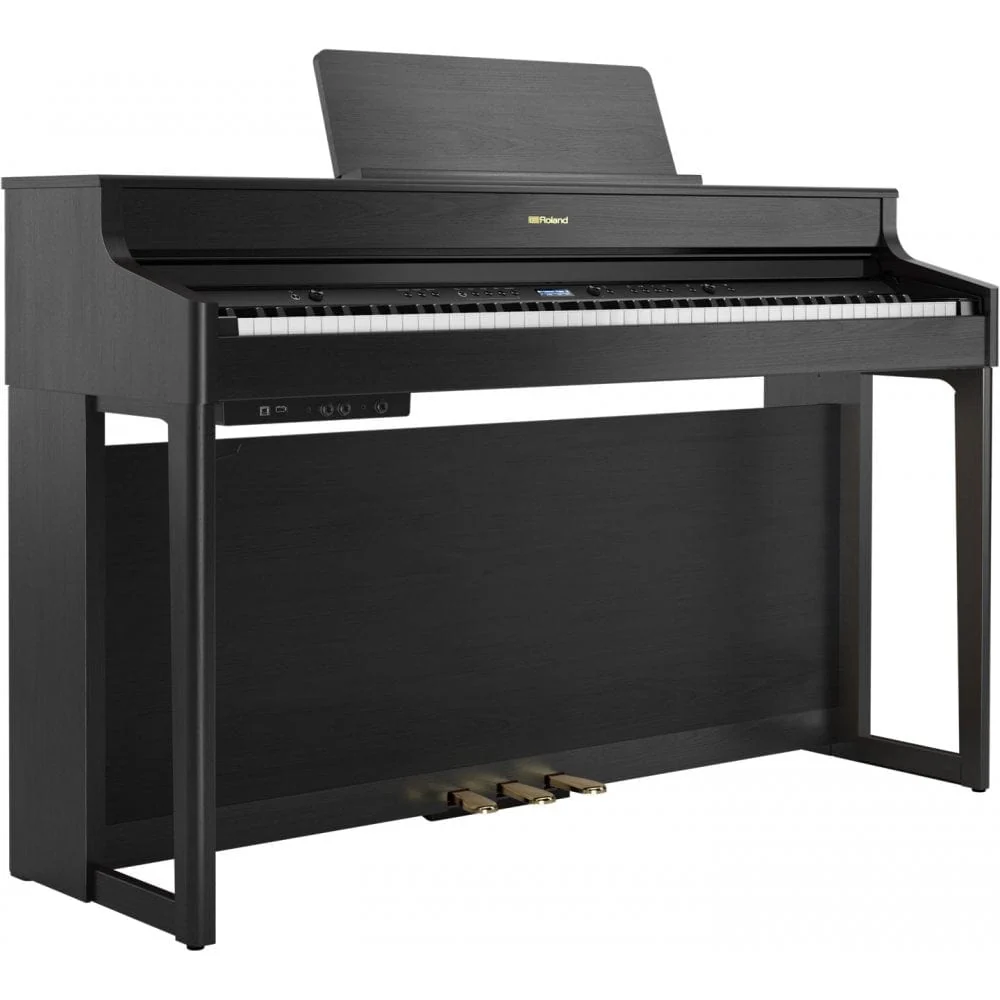 Roland HP702 Charcoal Black with Piano Stool & Roland RH200 Headphones - Image 15